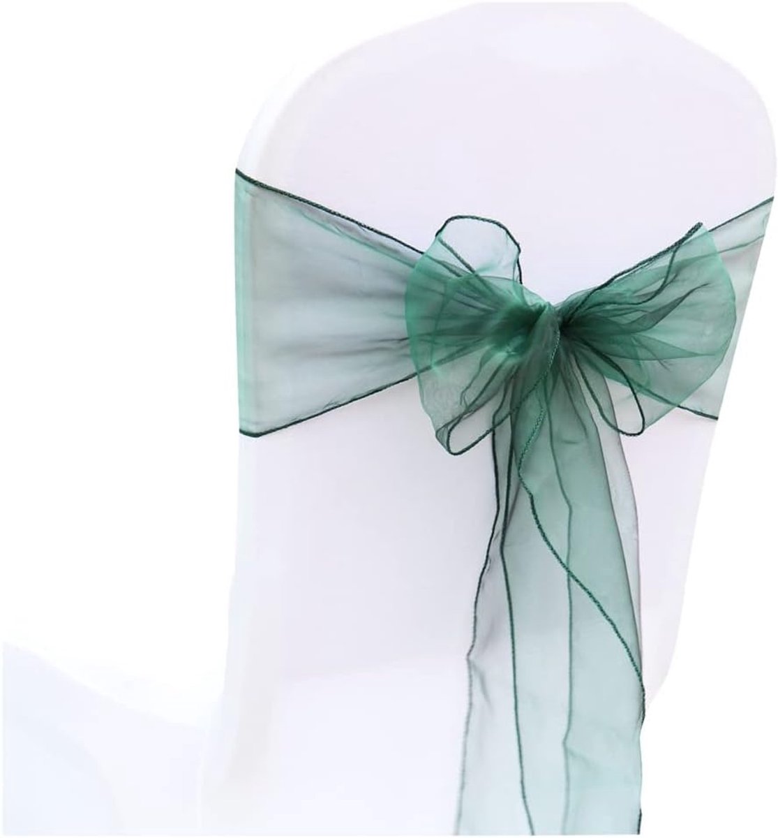 10 stuks organza stoelsjerpen, linten, stoelhoes, tule, stoelstrikken, stoelsjerp voor bruiloft, verjaardag, feest, receptie, banket, decoratie, 18 x 275 cm, donkergroen