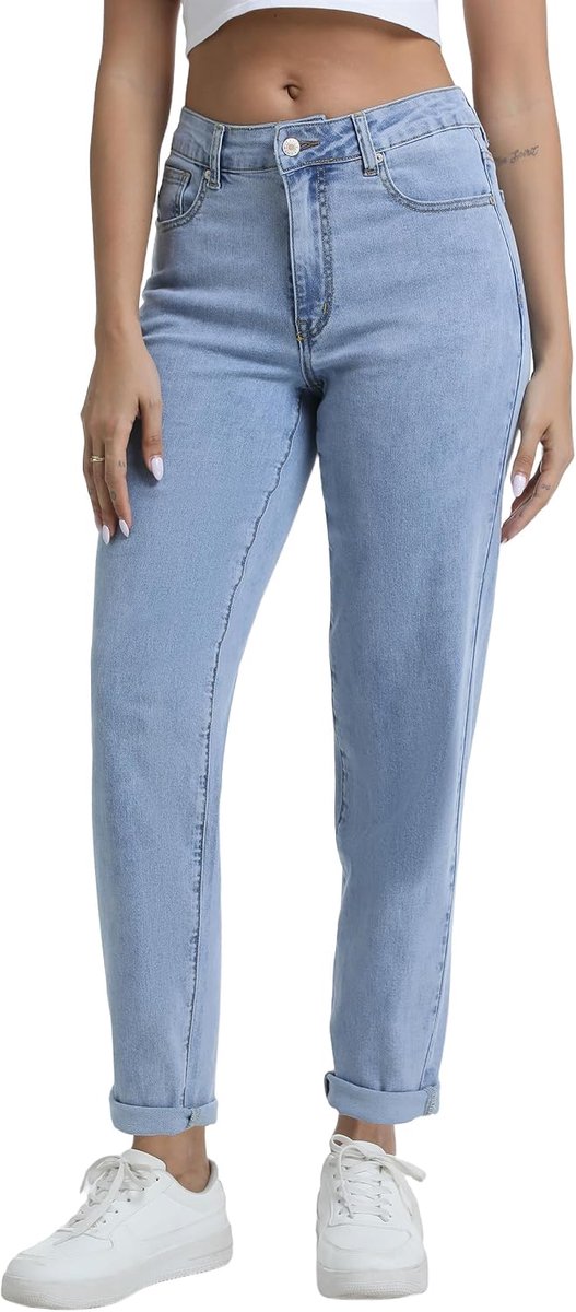 Jeans boyfriend hoog getailleerde jeansbroek