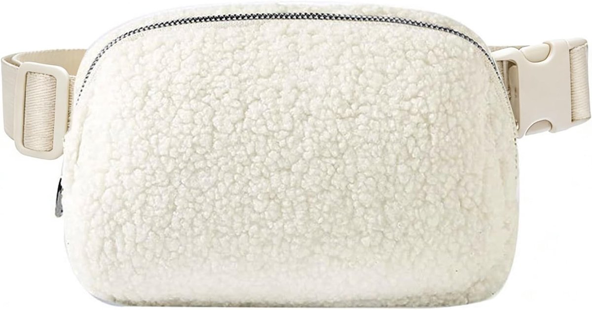 Heuptas van nylon voor dames, tieners en meisjes, met verstelbare riem, klein, meerdere zakken, lichte schoudertas voor reizen, sport en hardlopen, Wit, 22,5 x 14 x 4,5 cm, Formeel