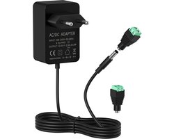 12V 2A Voedingsadapter, RENGOGA 100-240V AC-Adapter Voedingsadapter Met 2 DC-Stekkers, 1,5 M Kabel, 12V-Stekker Compatibele LED-Lampen, Transformatoren, Externe Harde Schijven, CCTV-Camera's, Routers,