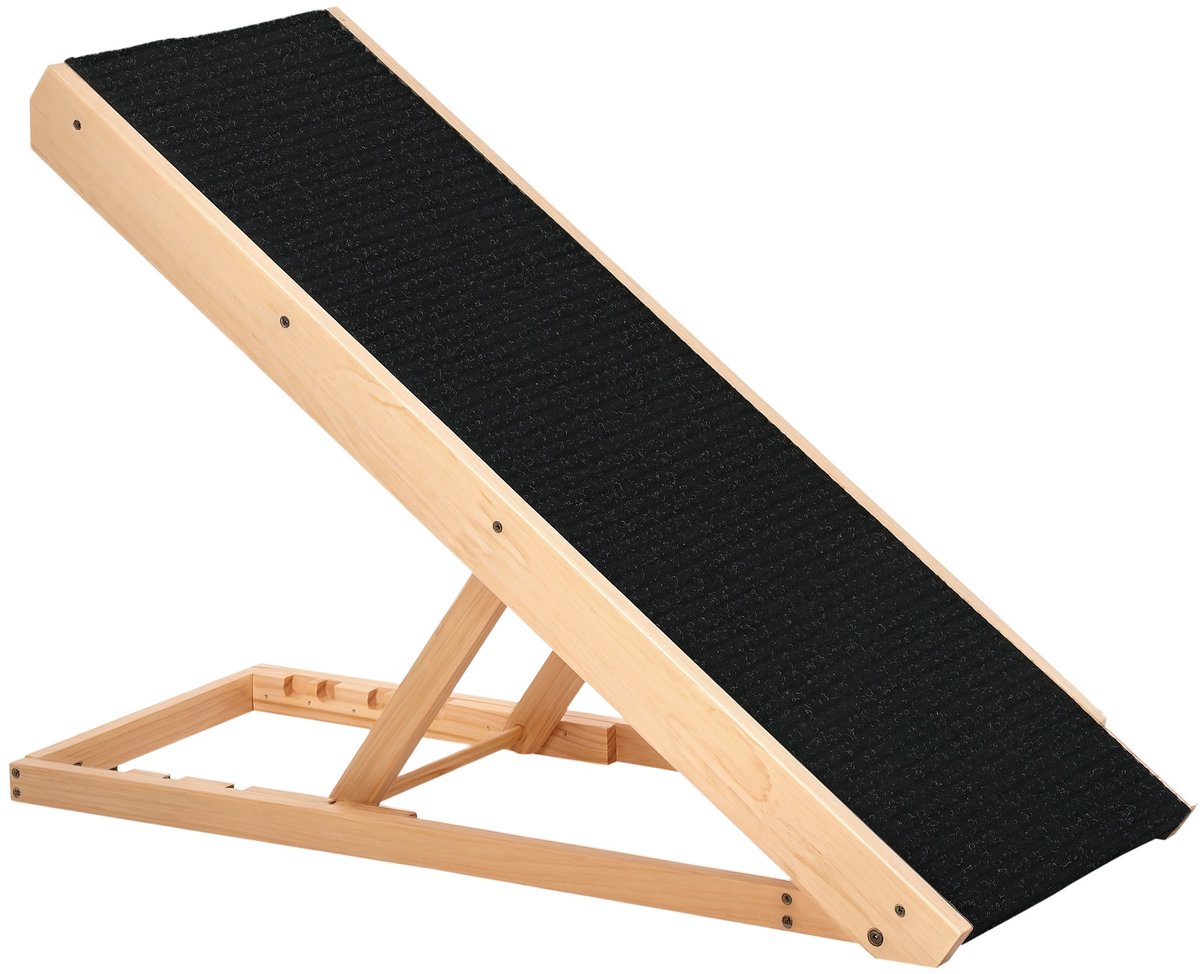 PawHut Hondenhelling - Grenenhout - 90x40x61cm - Zwart