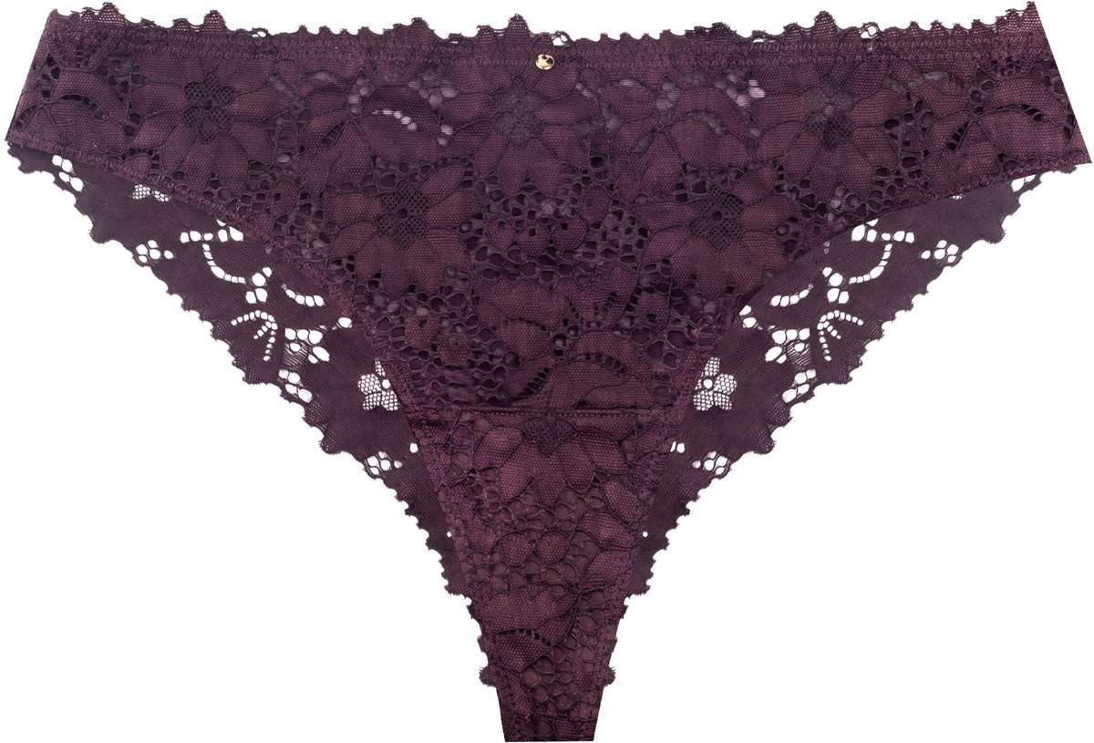 Esotiq Lollipop - String - Donker chocolade - Florale kant