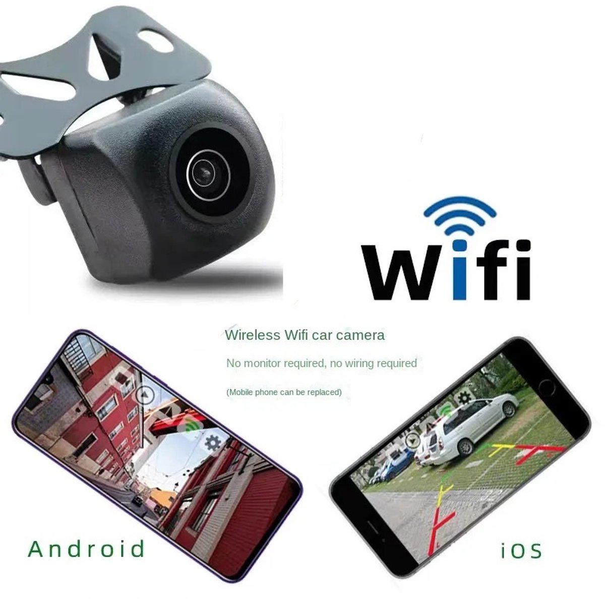 DeltaMerch Achteruitrijcamera Auto - Auto Camera - Draadloos - 5G WiFi - 170° Groothoek – Waterdicht – Parkeerhulplijnen - 12V