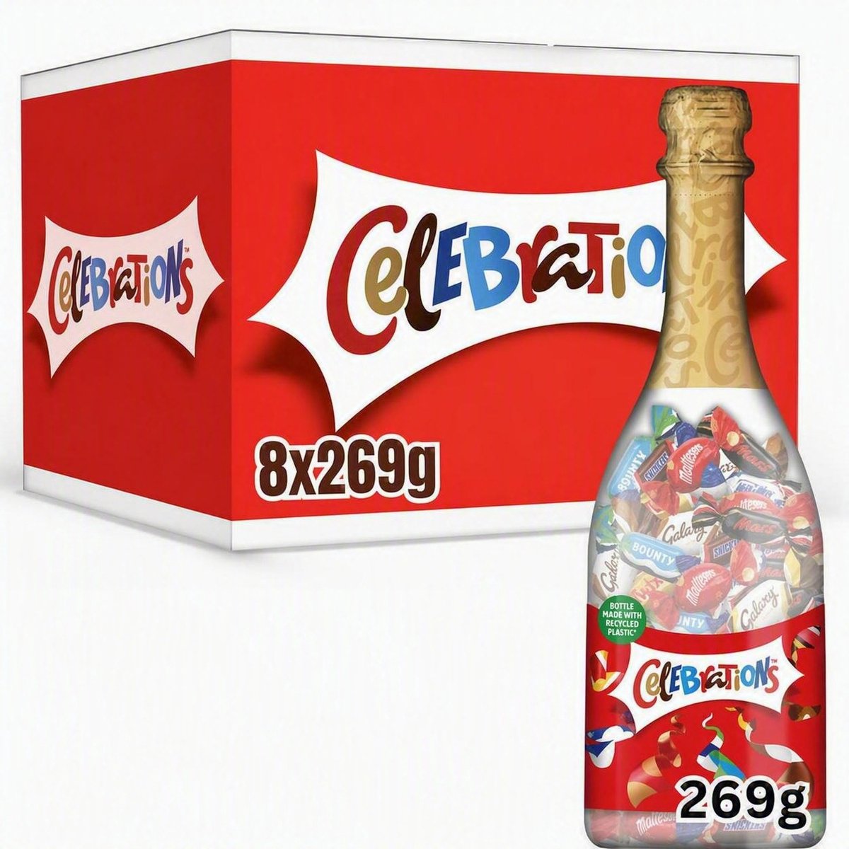 Celebrations Fles - chocolade snoep mix - cadeau - 8x269g - geschenkverpakking