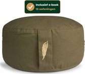 MindBaas - Meditatiekussen - Groen - Incl. E-Mediteergids - Eco - Rond - Dubbel Gestikt - 15 x 33 cm (hoogte x diameter) - Yoga kussen - Yogakussen - Zit Poef - Zitkussen - Vloerkussen