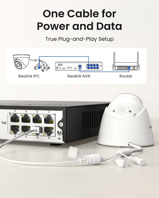 Reolink RLN8-410 - 12-kanaals NVR - 8 PoE-poorten - Tot 16MP - 24/7 Opname - Geen harde schijf - Compatibel met Reolink-camera's — afbeelding 2