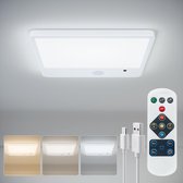 Epochglo LED Plafondlamp met Bewegingssensor - Microgolfsensor (Radar) - USB Oplaadbare - 3 Kleurtemperaturen (3000K/4500K/6000K) - Magnetische & Dimbaar - Met Afstandsbediening - Plafonnière voor Hal, Gang, Zolder & Trappenhuis - Wit