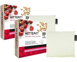 Hittepit Vierkant Duo-bundel - 2 Kersenpitkussens 27x27cm - Warmtekussen voor Koude Winteravonden in Bed - Pittenzak Magnetron - Ook als Koud Kompres - Ecru