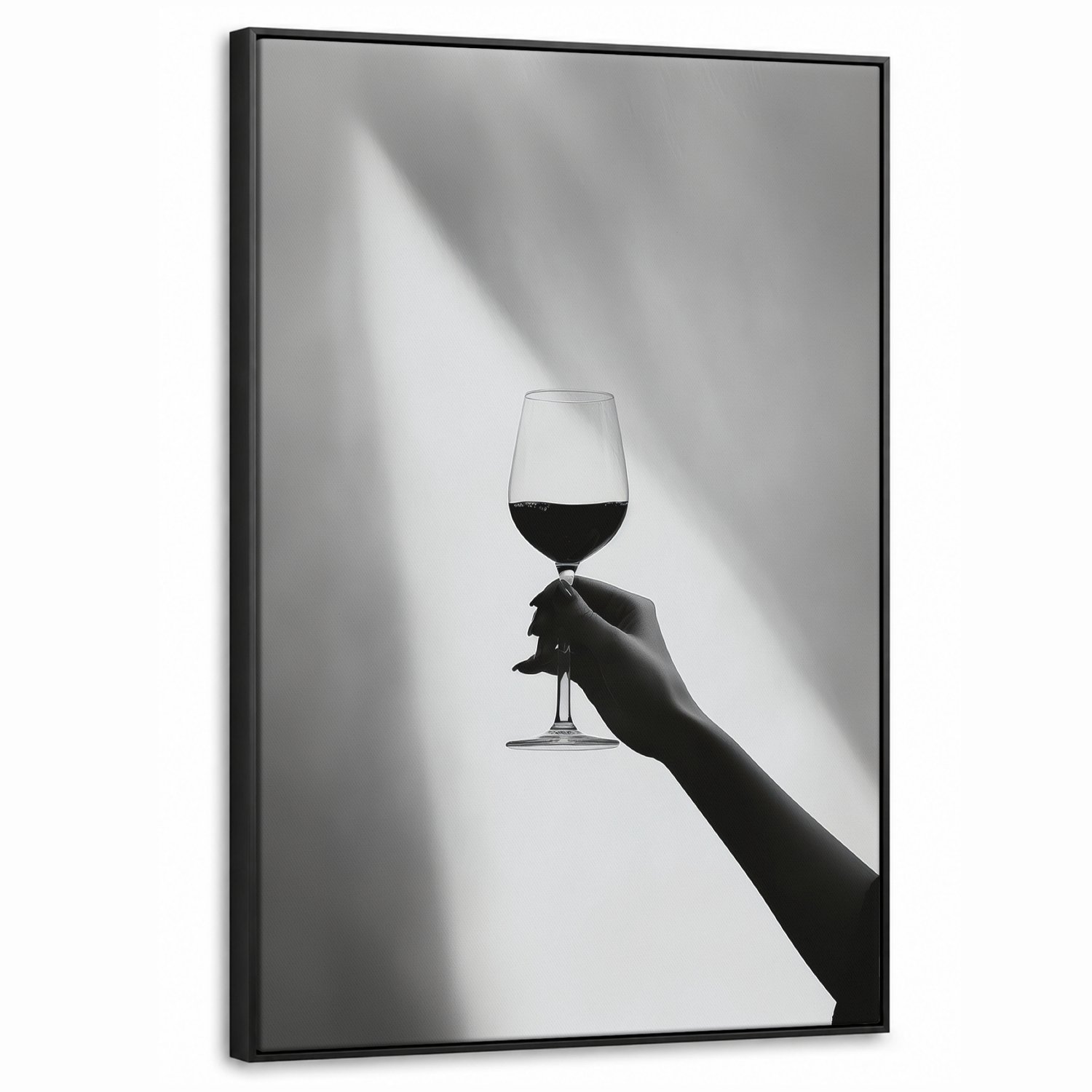 Canvas Schilderij met Baklijst 60x90cm - Lichtinval - Wijn - Rood - Glas - Muurdecoratie woonkamer - Slaapkamer decoratie - Kamer accessoires - Schilderijen op canvas met lijst