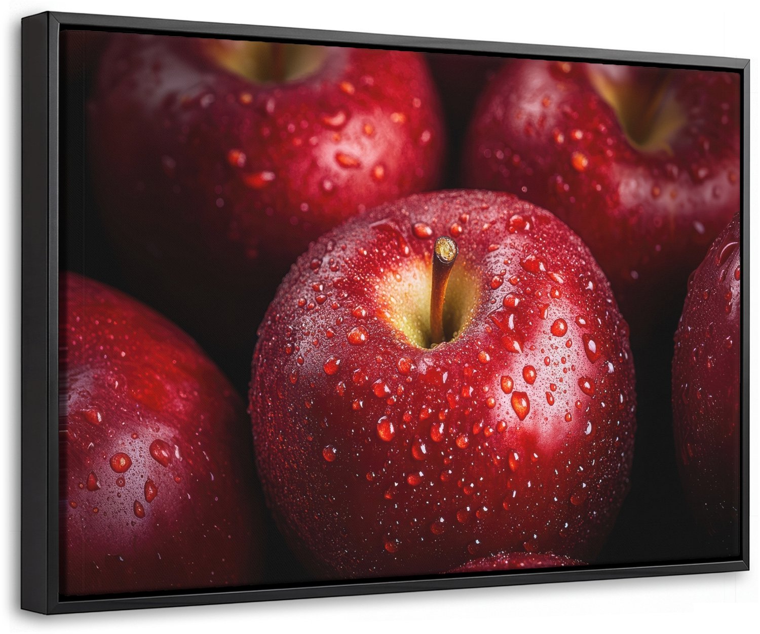 Canvas Schilderij met Baklijst 30x20cm - Rood - Appels - Fruit - Muurdecoratie woonkamer - Slaapkamer decoratie - Kamer accessoires - Schilderijen op canvas met lijst