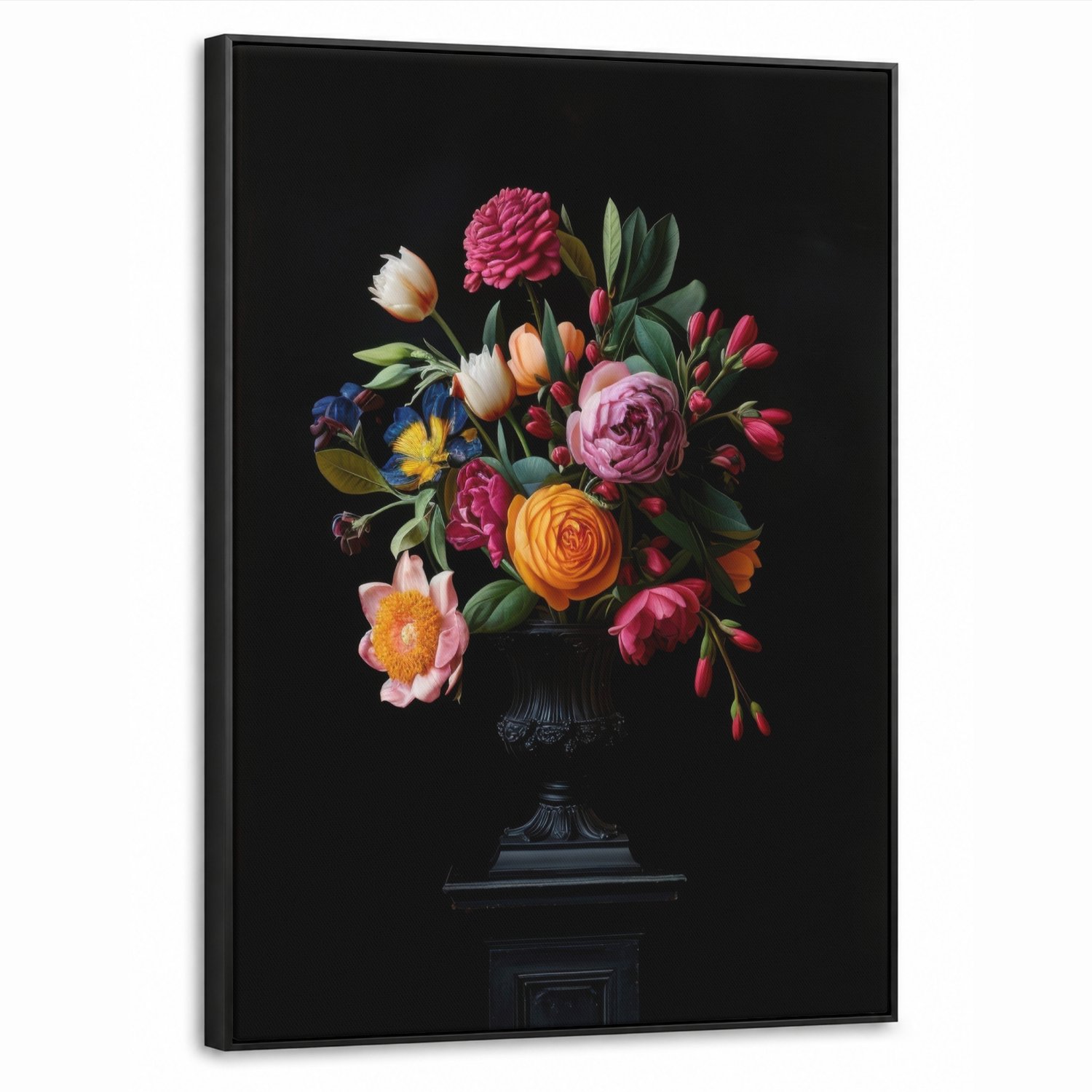 Canvas Schilderij met Baklijst 50x70cm - Boeket - Romantisch - Kleurrijk - Muurdecoratie woonkamer - Slaapkamer decoratie - Kamer accessoires - Schilderijen op canvas met lijst