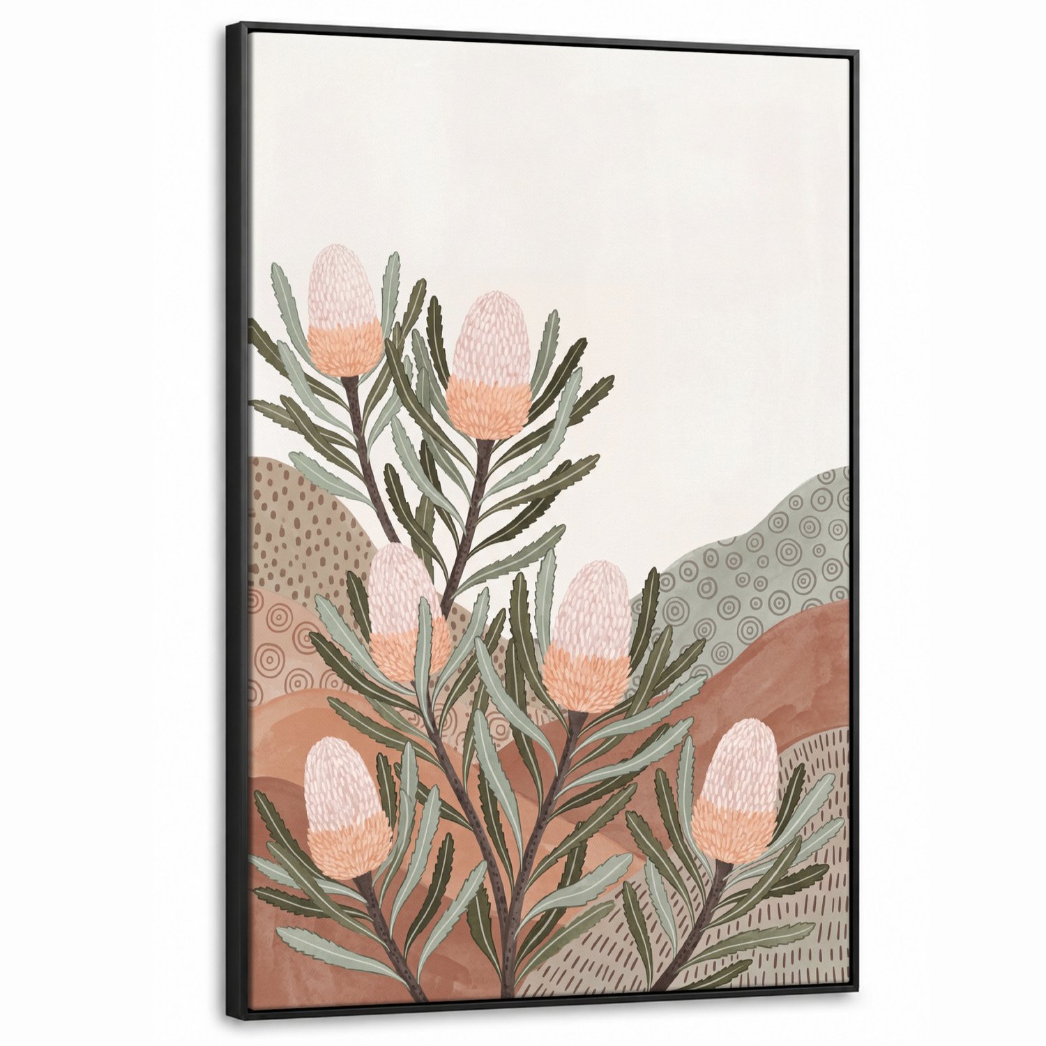Canvas Schilderij met Baklijst XXL Canvas Schilderij met Baklijst 90x140cm - Modern - Heuvels - Terracotta - Muurdecoratie woonkamer - Slaapkamer decoratie - Kamer accessoires - Schilderijen op canvas met lijst groot