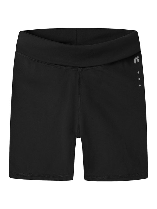 Zwarte sportshort van NAME IT met elastische tailleband en reflecterend logo op de heup.