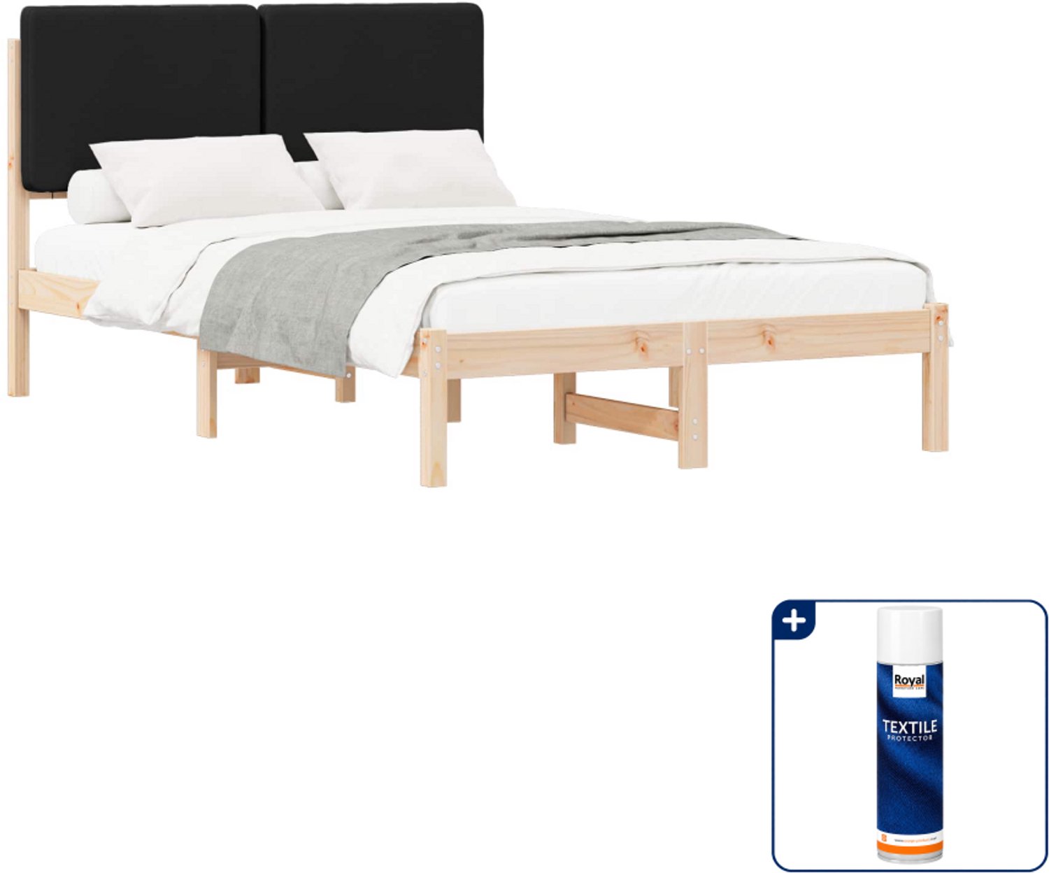 vidaXL bedframe - 120 x 190 cm - zwart - Inclusief textielbeschermer 500 ml