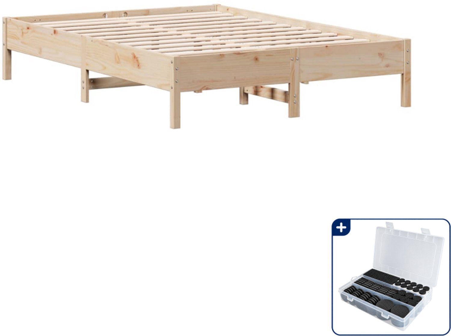 vidaXL bedframe - 150 x 200 cm - massief grenenhout - Inclusief antikrasvilt 177-delig Bruin