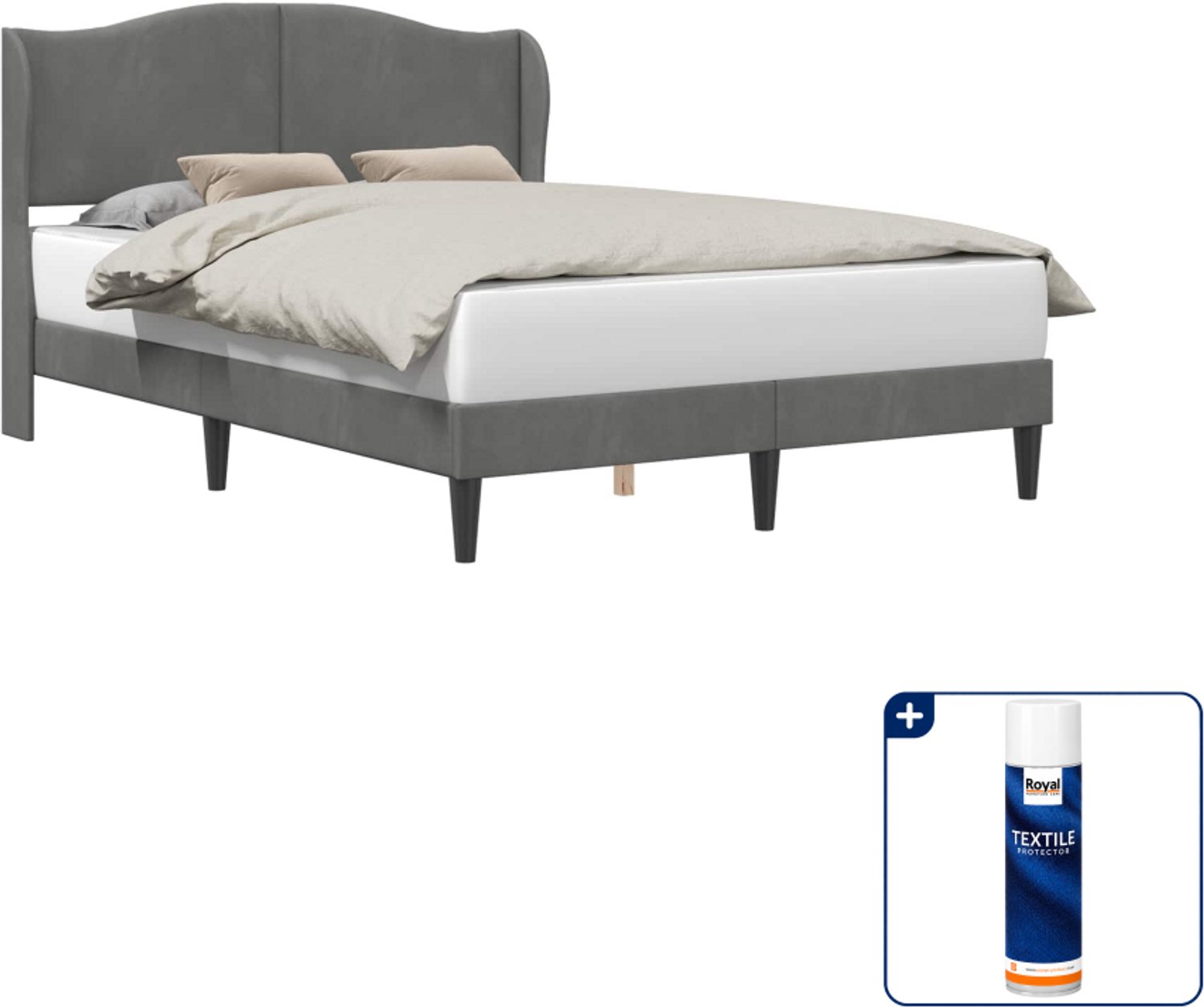 vidaXL bedframe - 120 x 200 cm - donkergrijs - Inclusief textielbeschermer 500 ml Donker Grijn