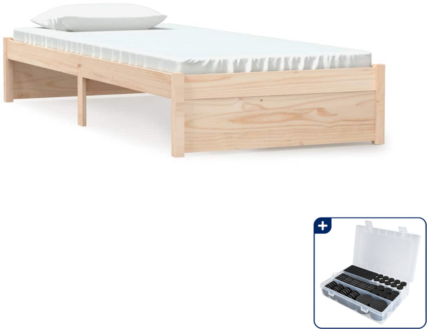 vidaXL bedframe - 75 x 190 cm - massief grenenhout - Inclusief antikrasvilt 177-delig Bruin