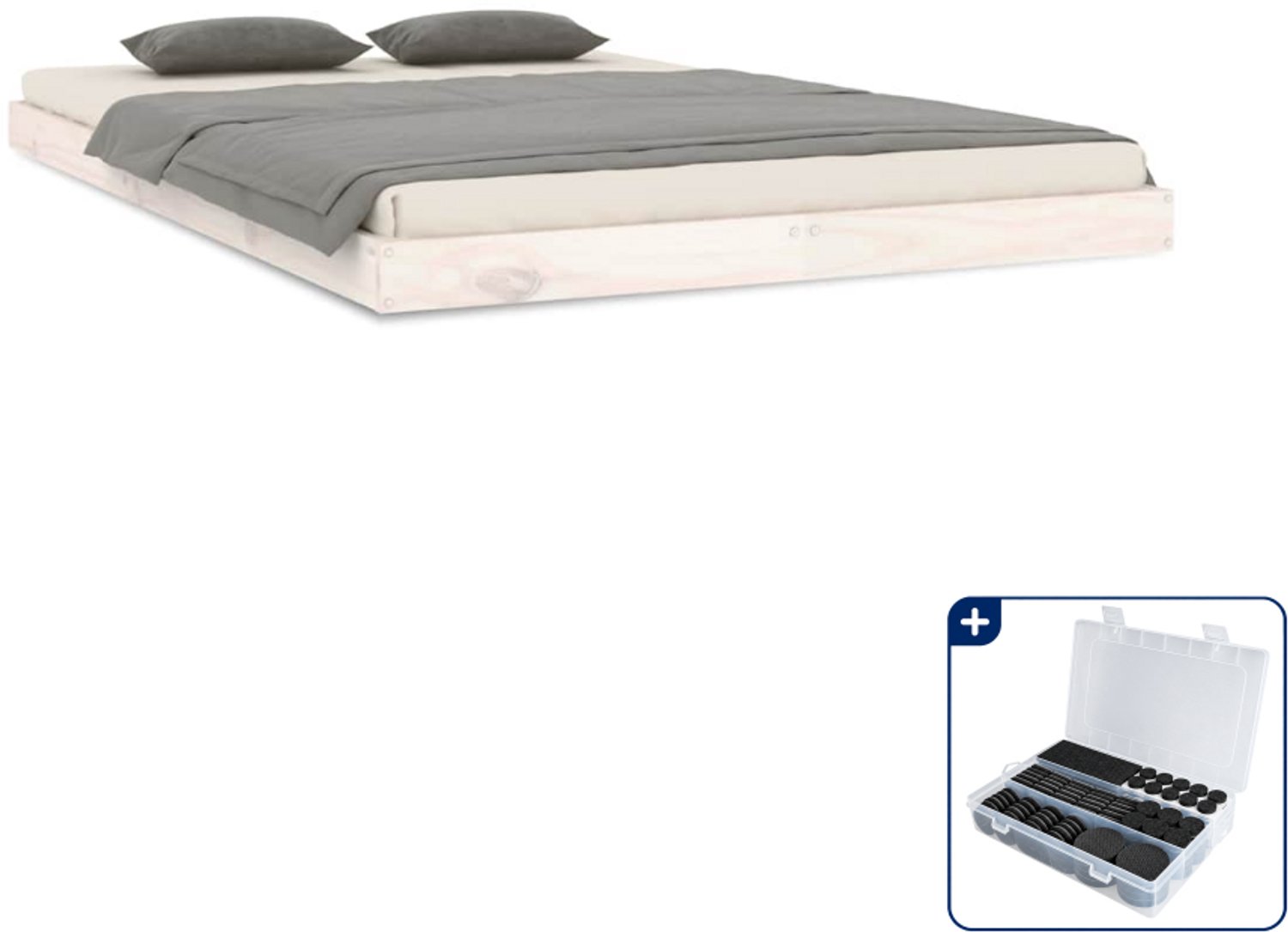 vidaXL bedframe - 120 x 200 cm - massief grenenhout - wit - Inclusief antikrasvilt 177-delig