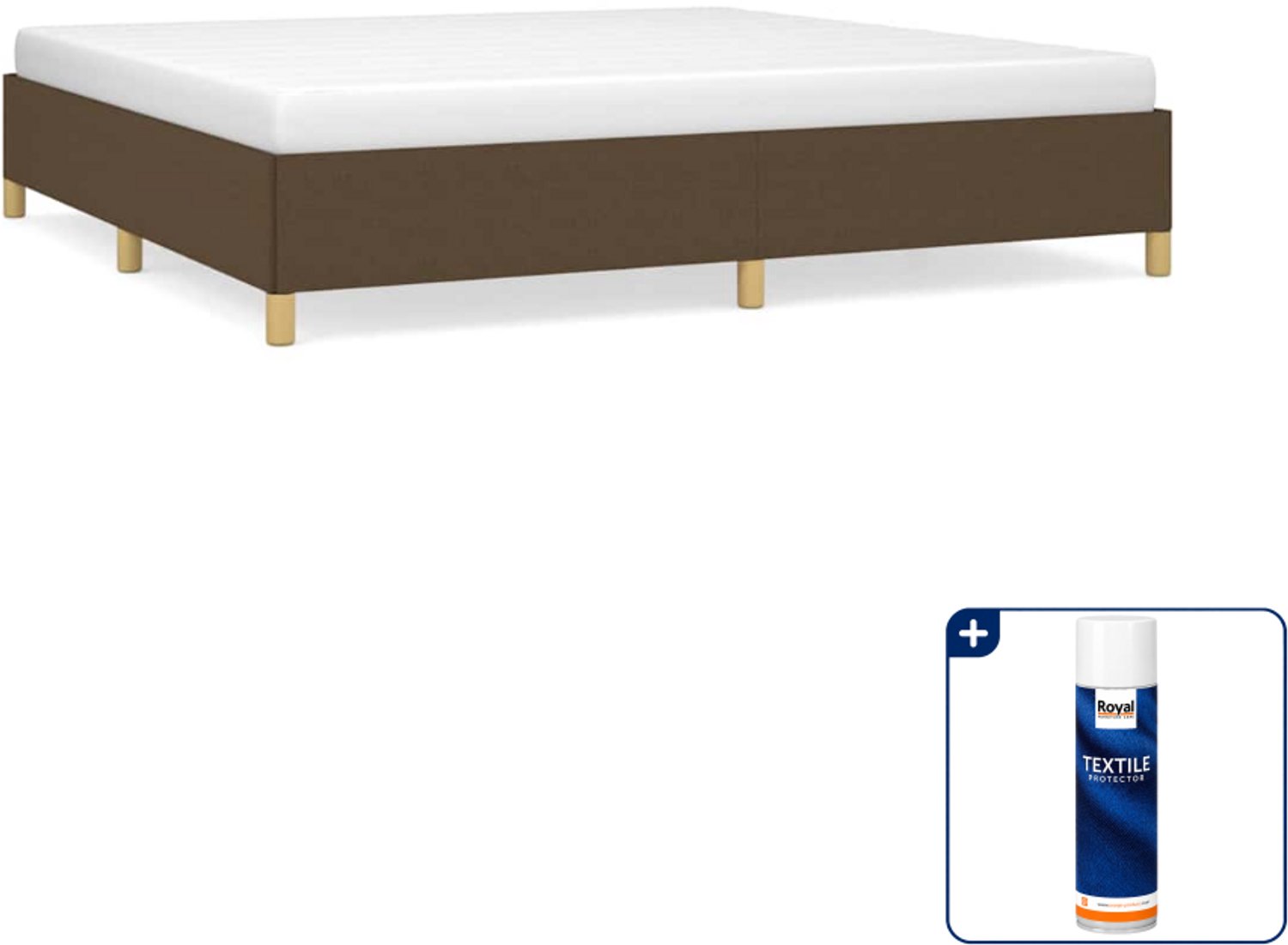 vidaXL bedframe - 200 x 200 cm - stof - donkerbruin - Inclusief textielbeschermer 500 ml