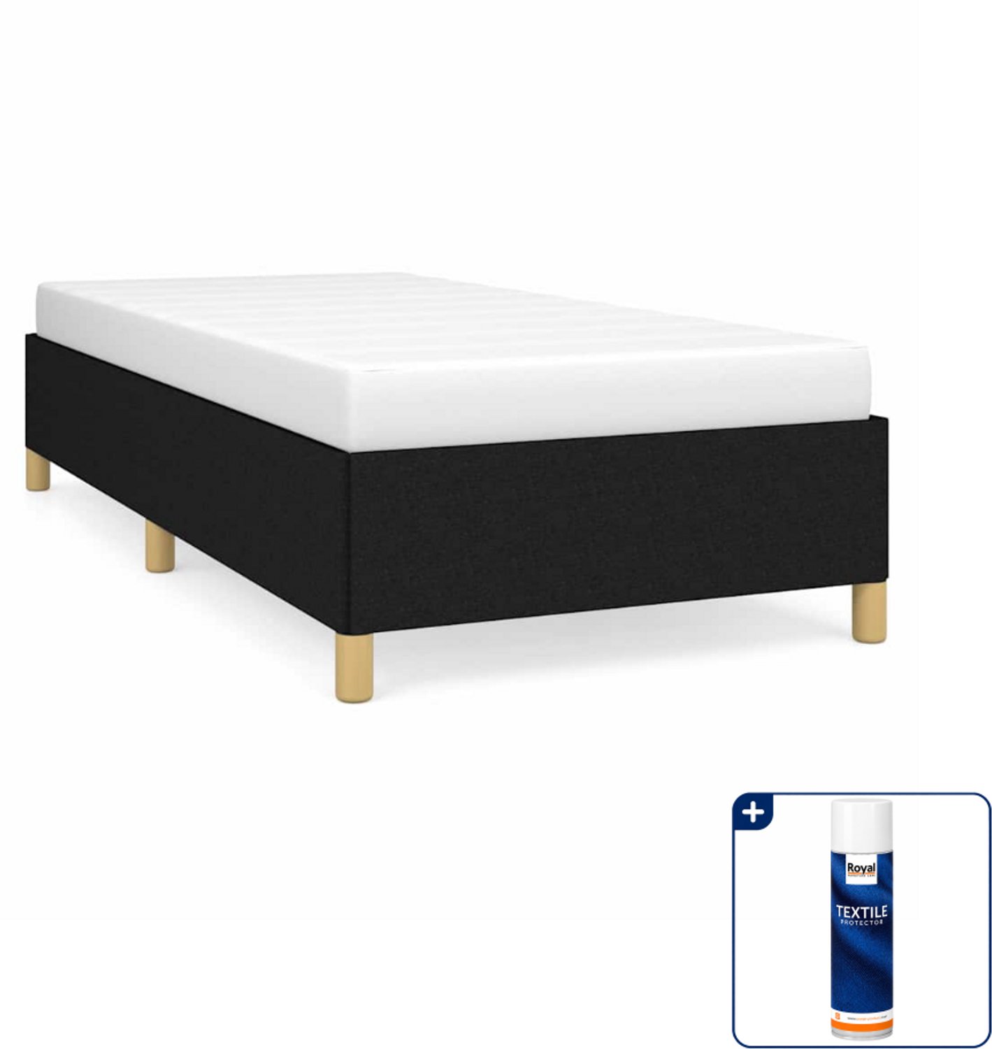 vidaXL bedframe - 80 x 200 cm - stof - zwart - Inclusief textielbeschermer 500 ml