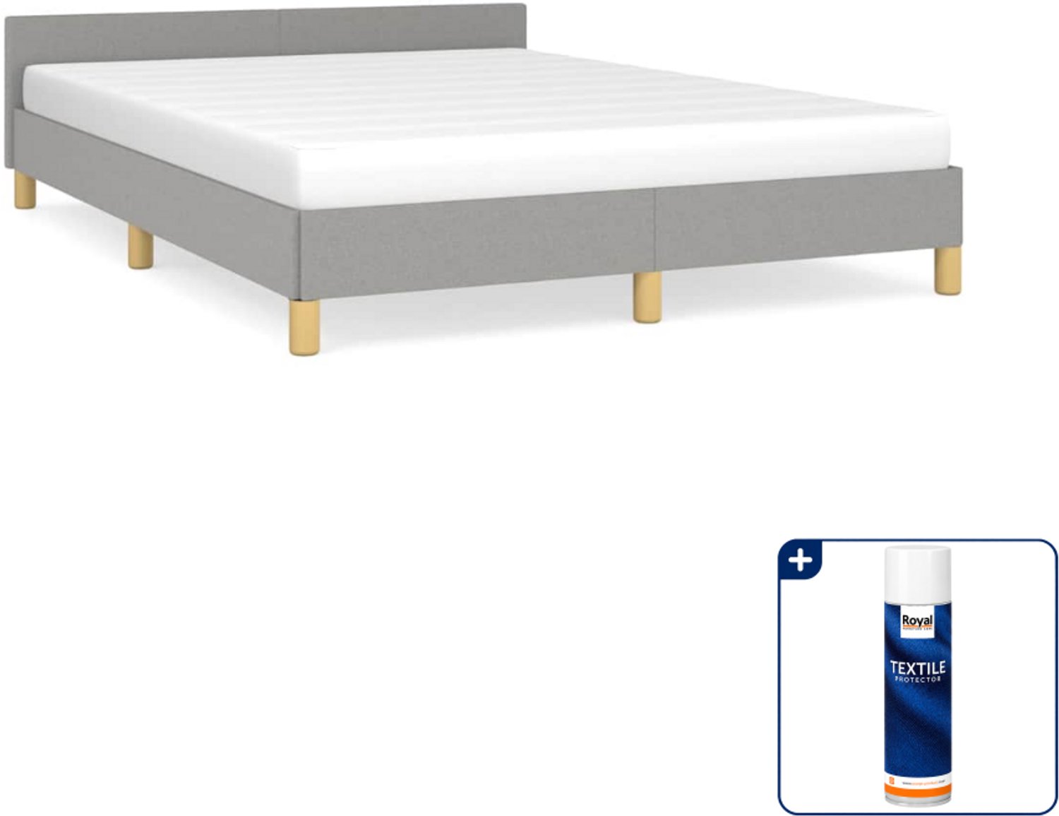 vidaXL bedframe - 140 x 190 cm - stof - lichtgrijs - Inclusief textielbeschermer 500 ml