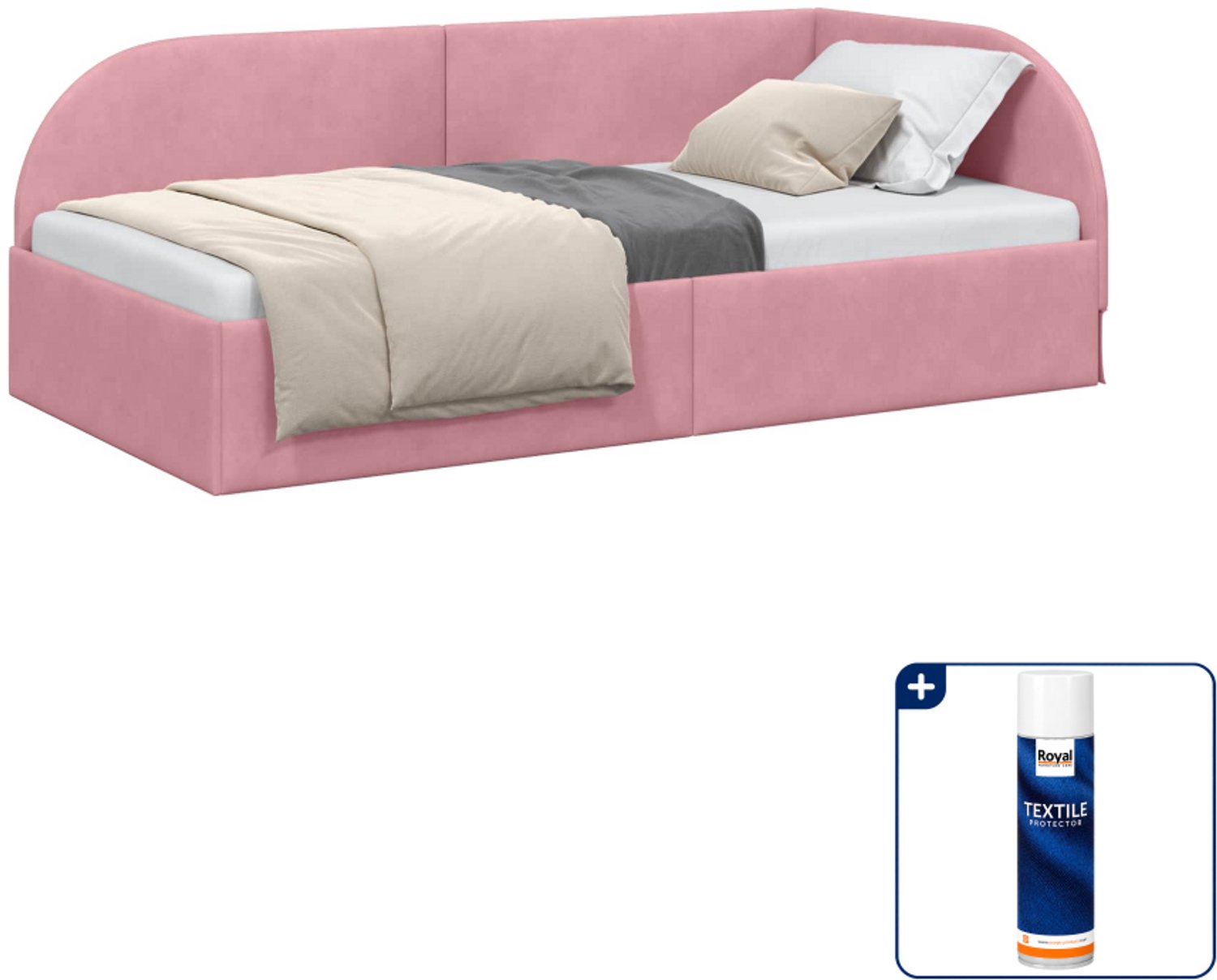 vidaXL hoekbedframe - 80 x 200 cm - fluweel - roze - Inclusief textielbeschermer 500 ml