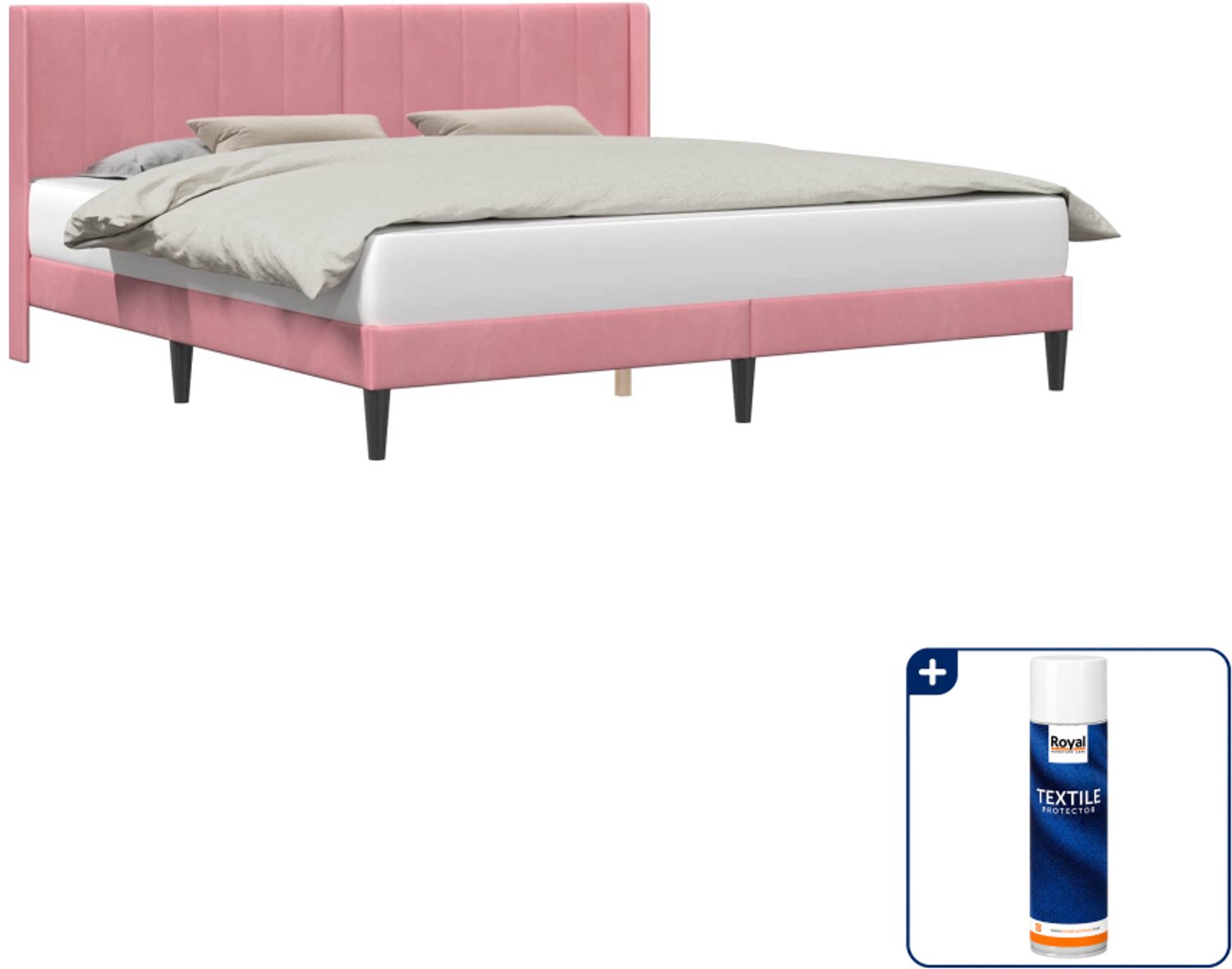 vidaXL bedframe - 200 x 200 cm - fluweel - roze - Inclusief textielbeschermer 500 ml