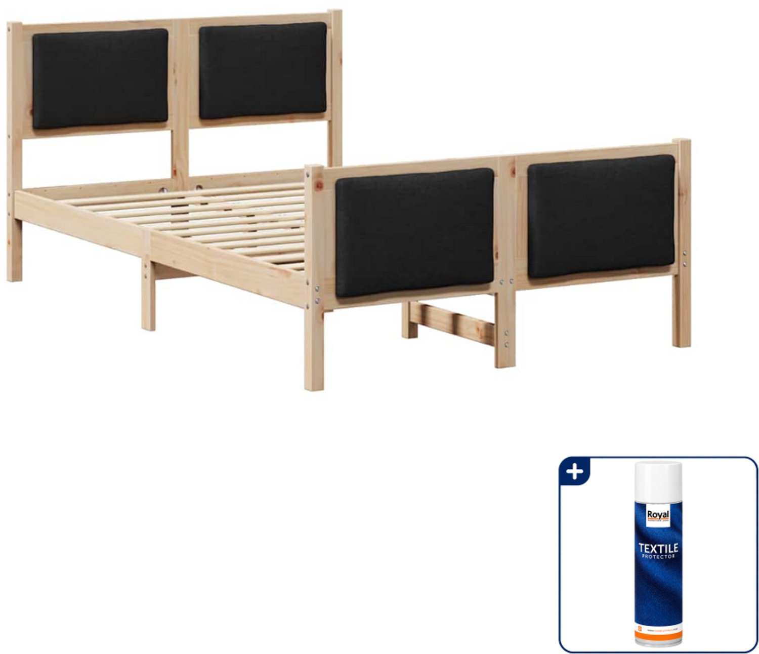 vidaXL bedframe - 120 x 190 cm - zwart - Inclusief textielbeschermer 500 ml Bruin