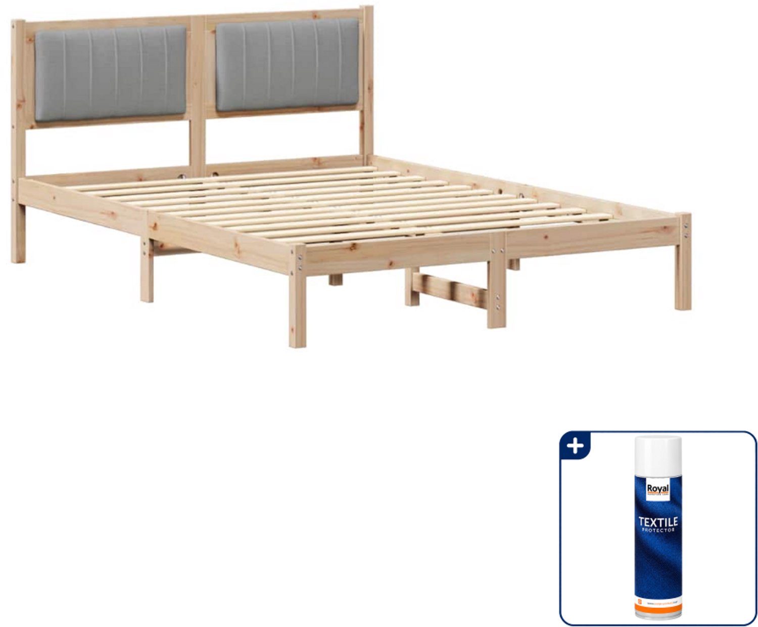 vidaXL bedframe - 120 x 190 cm - lichtgrijs - Inclusief textielbeschermer 500 ml Bruin