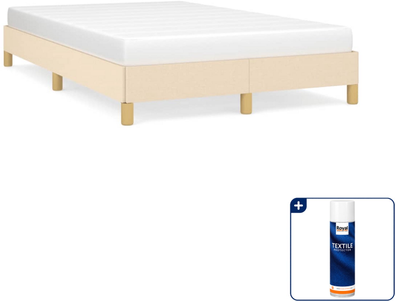 vidaXL bedframe 120 x 190 cm - stof - crème - Inclusief textielbeschermer 500 ml