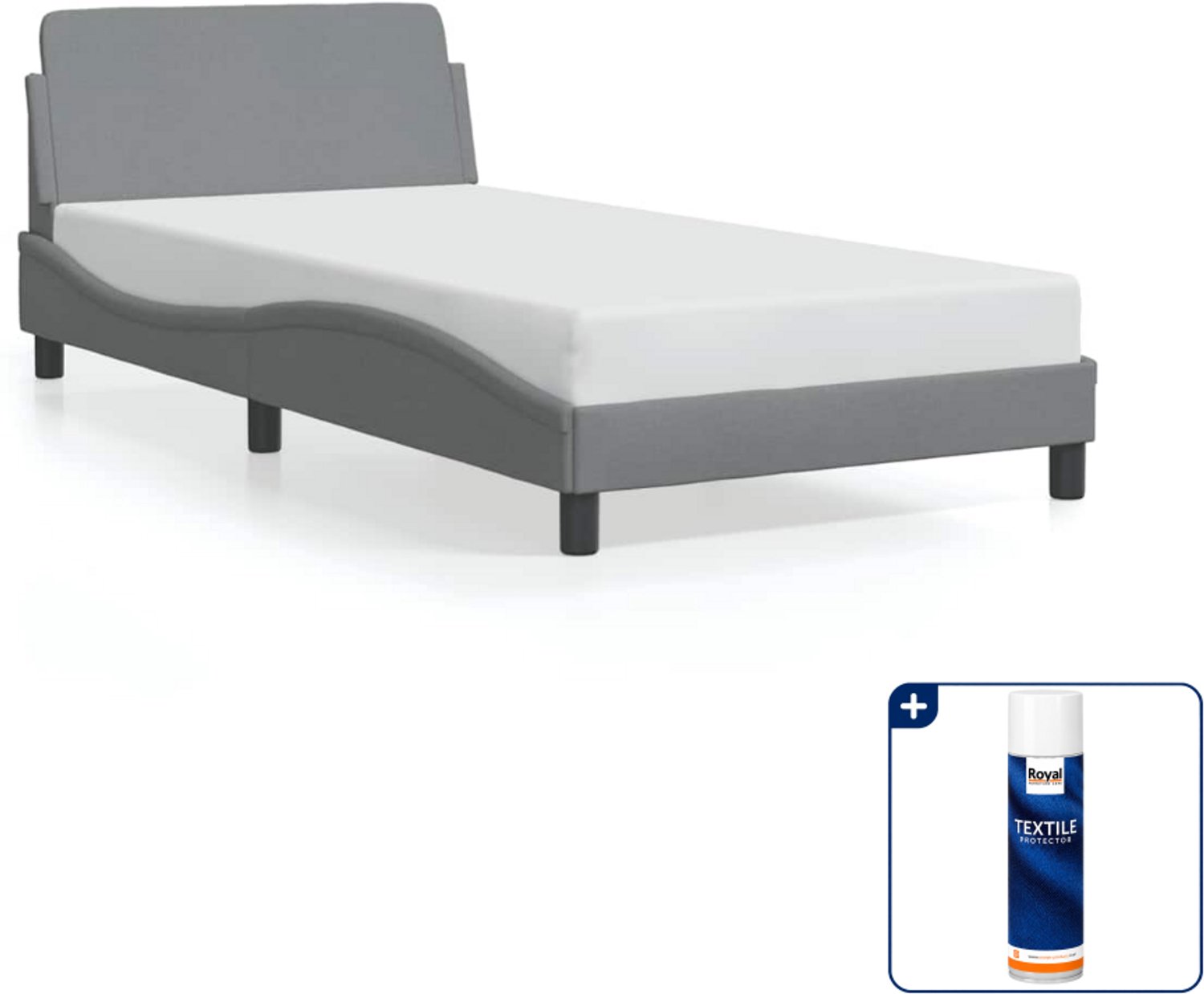 vidaXL Bedframe Dover - 100 x 200 cm - stof - lichtgrijs - Inclusief textielbeschermer 500 ml