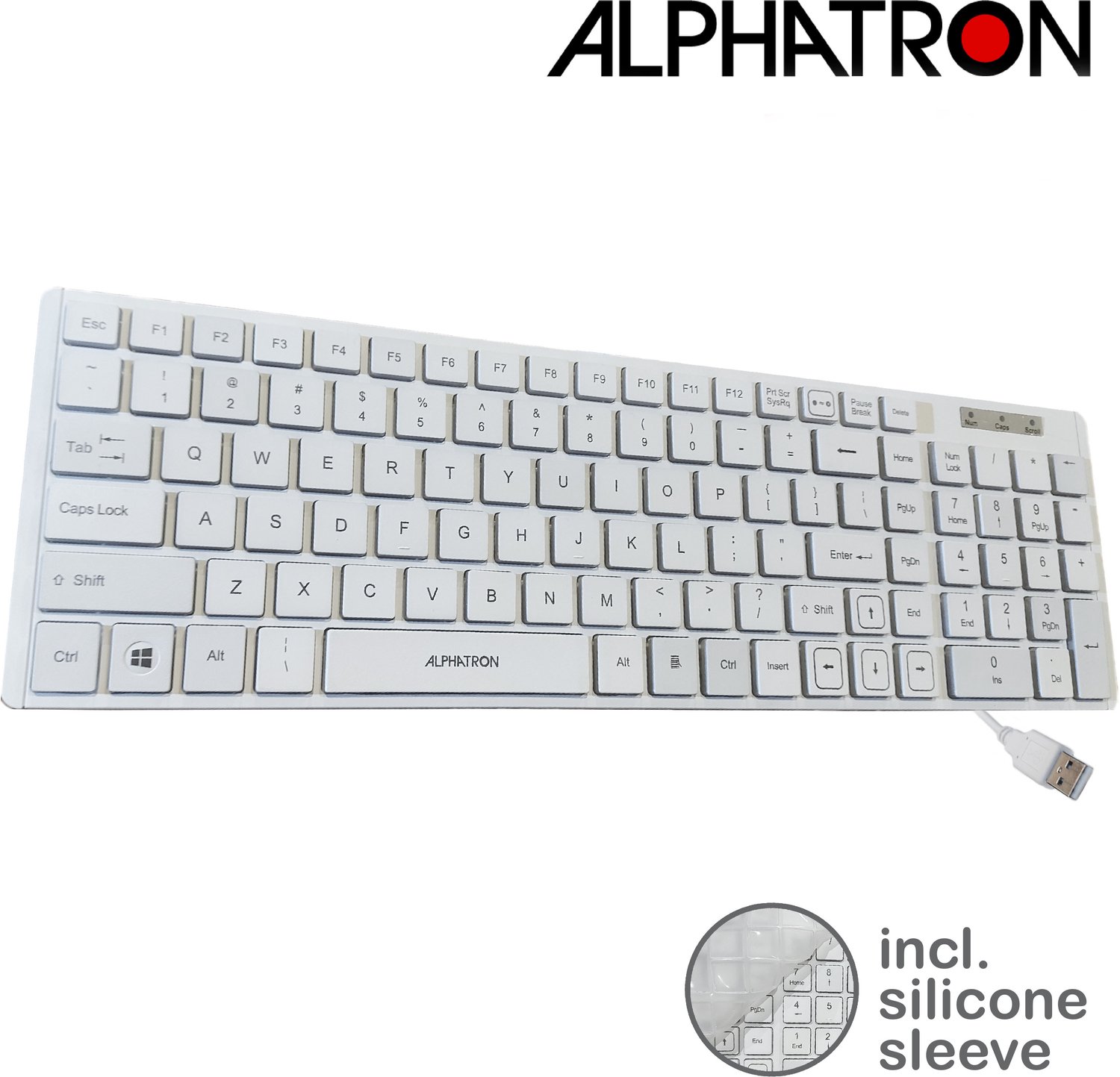 Alphatron Hygiënisch QWERTY Medisch Toetsenbord met Siliconenmat - bedraad USB