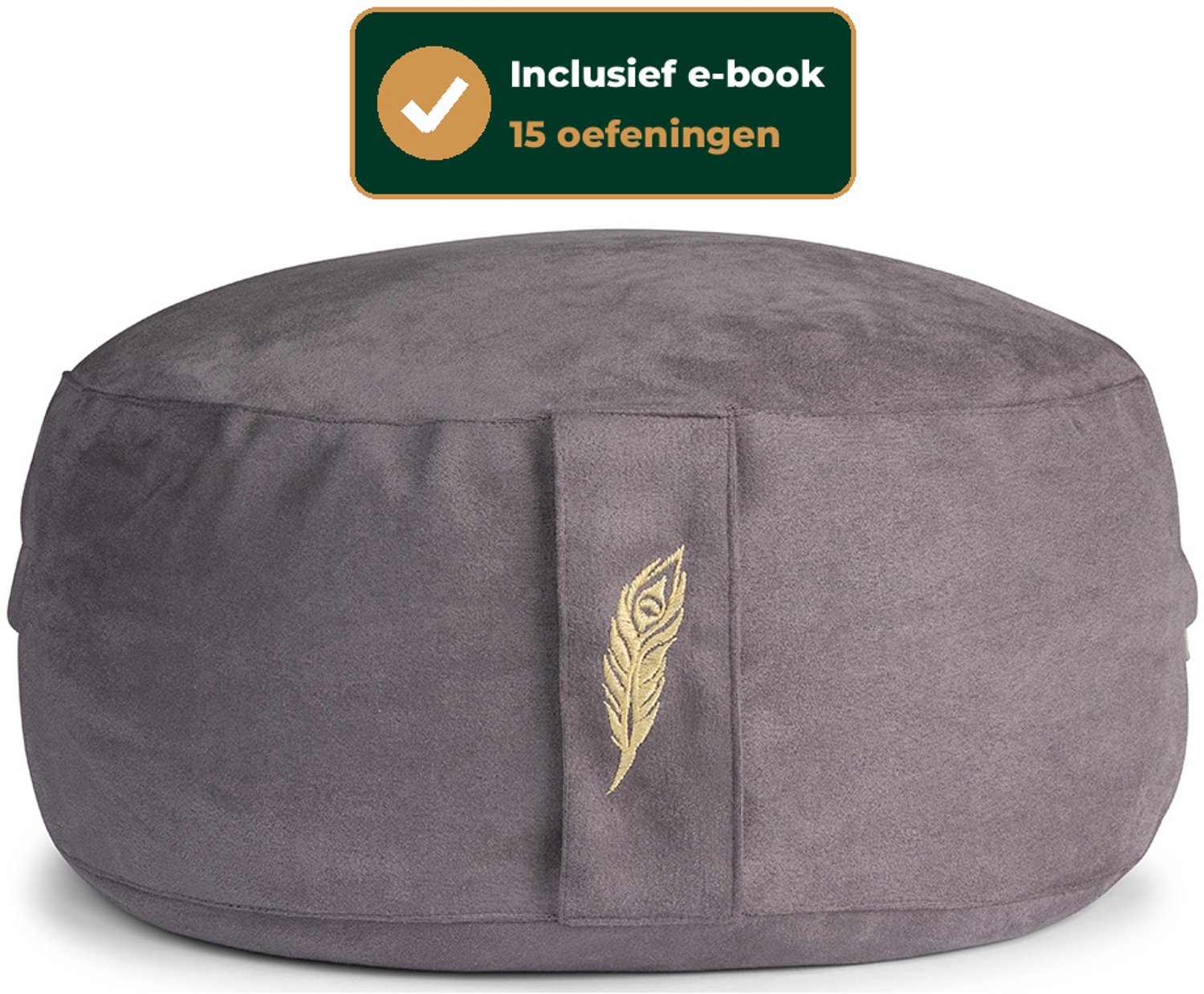 Bol.com MindBaas - Meditatiekussen - Suede - Donkergrijs - Incl. E-Mediteergids - Eco - Rond - Boekweit - Dubbel Gestikt - 15 x ... aanbieding