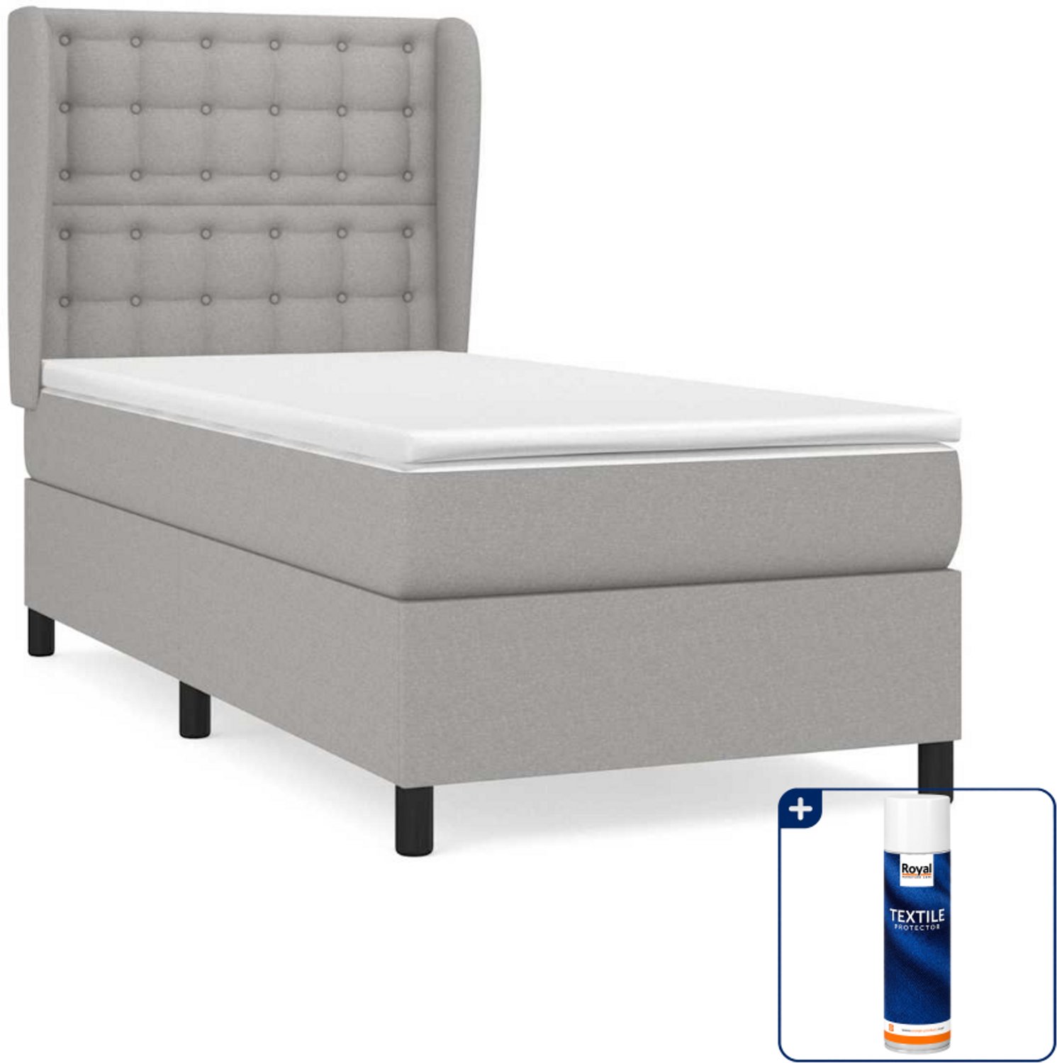 vidaXL boxspring met matras - 80 x 200 cm - lichtgrijs - Inclusief textielbeschermer 500 ml