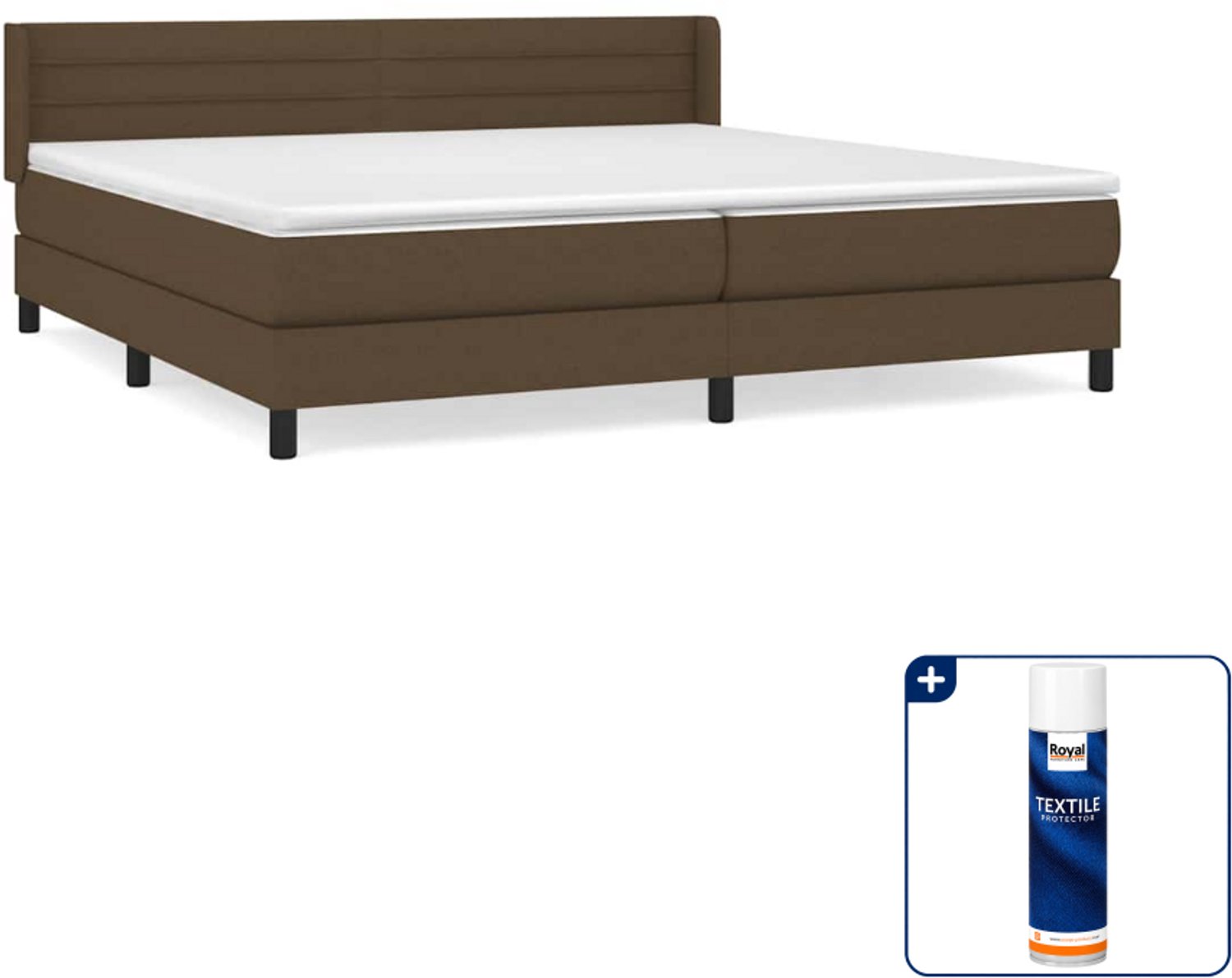 vidaXL Boxspring - Super kingsize - 200 x 200 cm - donkerbruin - Inclusief textielbeschermer 500 ml