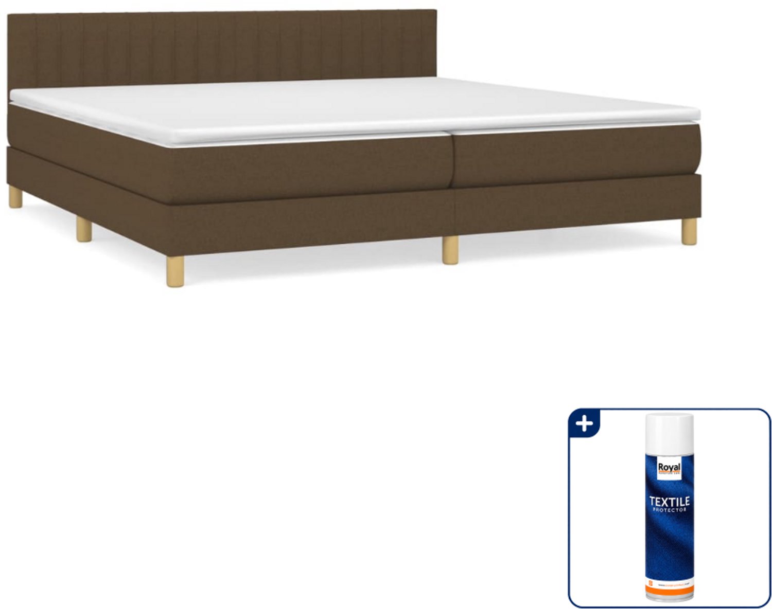 vidaXL boxspring met matras - 200 x 200 cm - donkerbruin - Inclusief textielbeschermer 500 ml