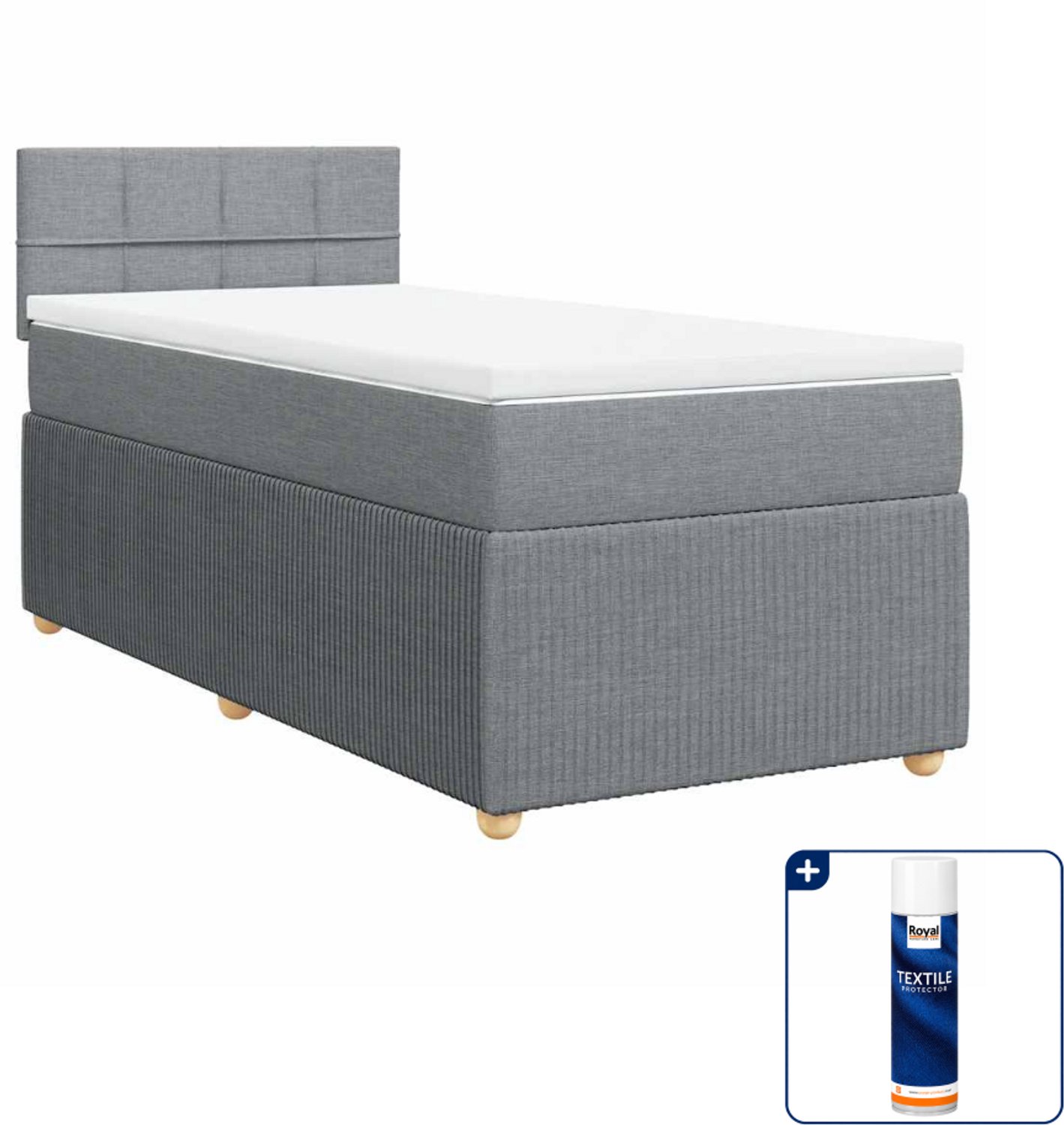 vidaXL boxspring met matras 80 x 200 cm - lichtgrijs - Inclusief textielbeschermer 500 ml