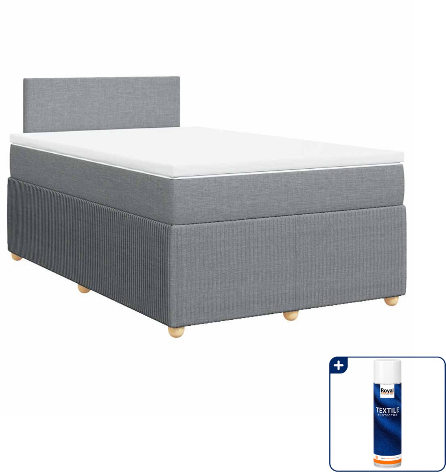 vidaXL boxspring met matras 120 x 200 cm - stof - lichtgrijs - Inclusief textielbeschermer 500 ml