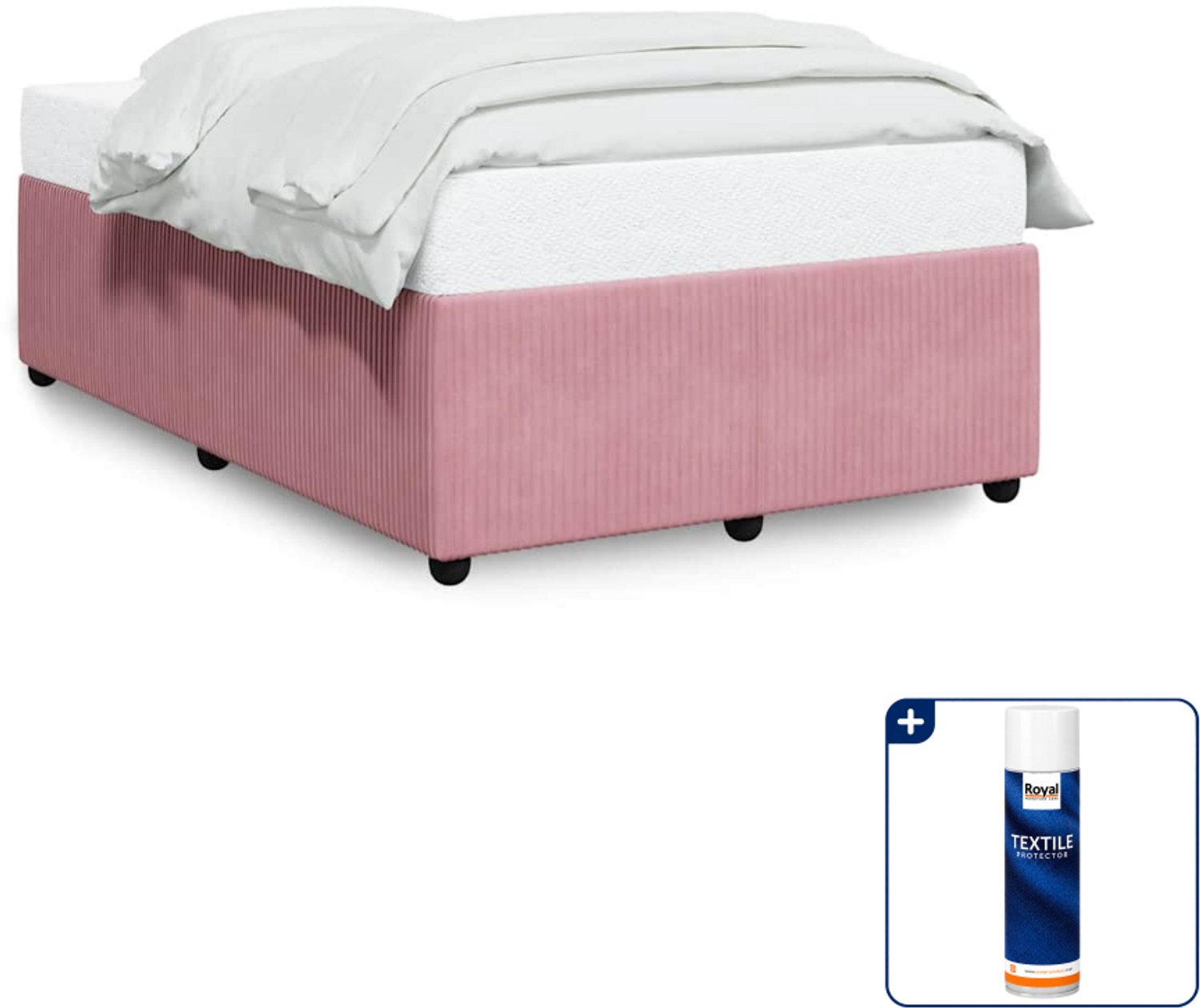 vidaXL bedframe - 120 x 190 cm - fluweel - roze - Inclusief textielbeschermer 500 ml