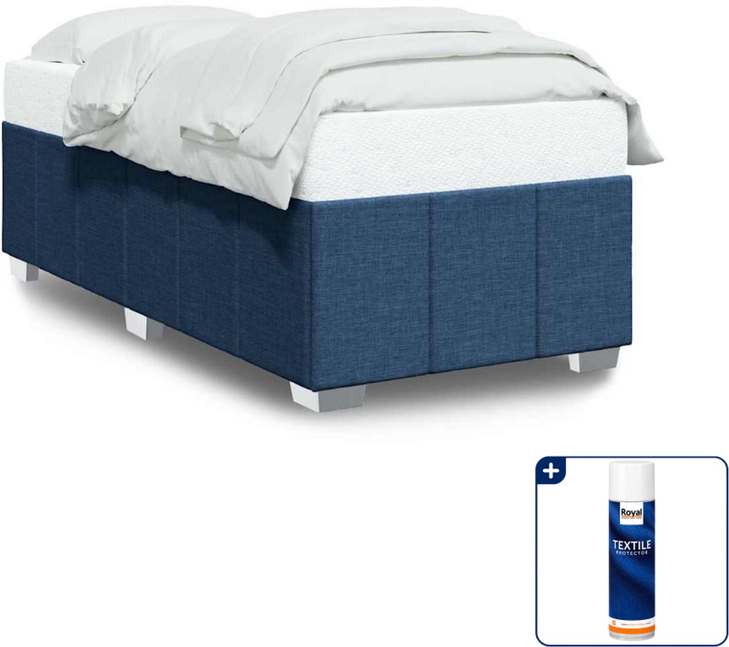 vidaXL bedframe - 100 x 200 cm - stof - blauw - Inclusief textielbeschermer 500 ml Grijs