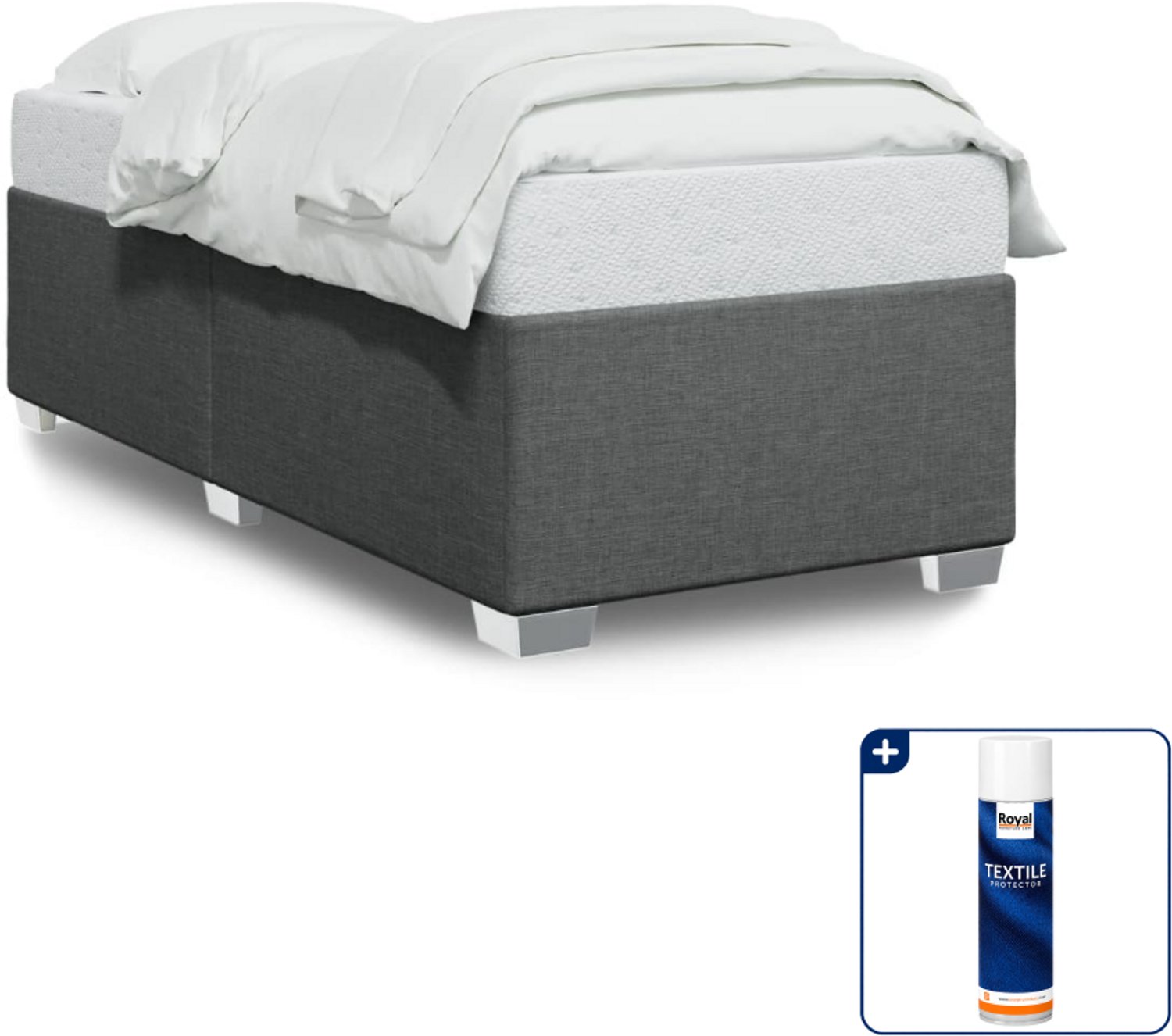 vidaXL bedframe - 100 x 200 cm - stof - donkergrijs - Inclusief textielbeschermer 500 ml Roze