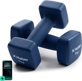 Hulser Dumbbell set - 2 x 3,0 kg - Neopreen - Blauw - Met digitale startgids - Gewichten - Fitness halterset - Krachttraining halters