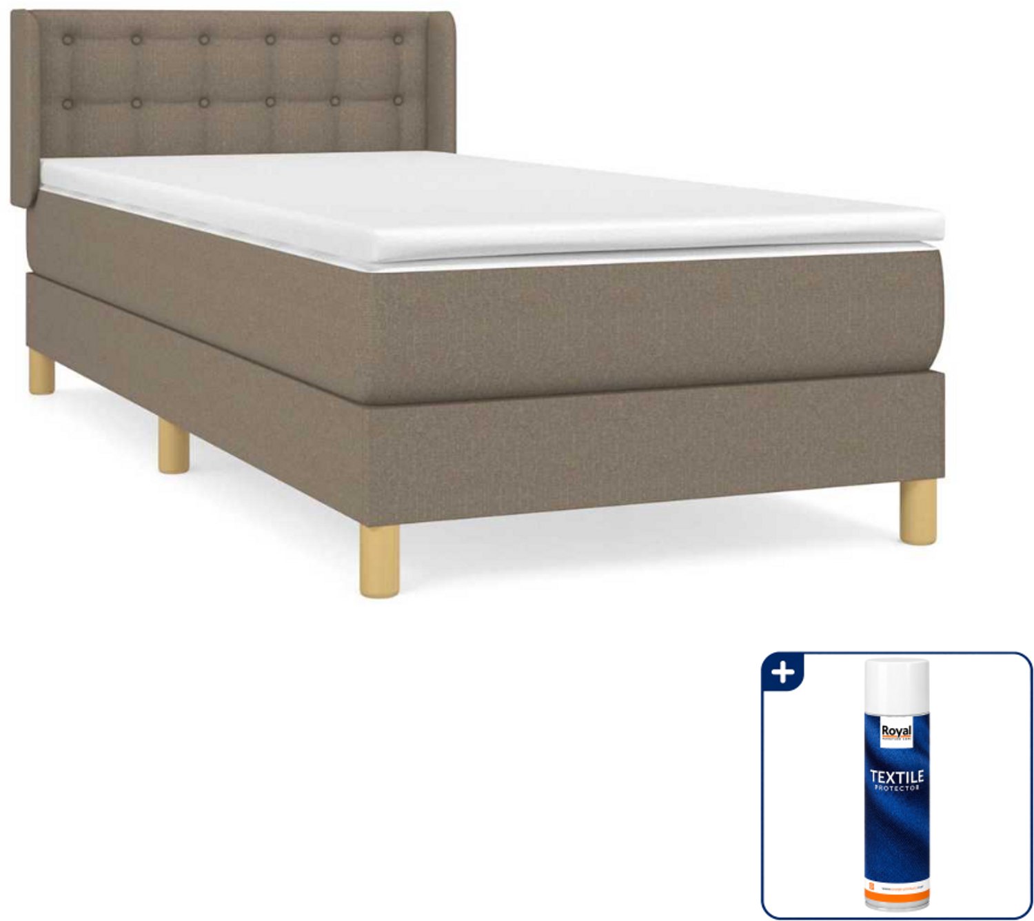 vidaXL boxspring met matras - 80 x 200 cm - stof - taupe - Inclusief textielbeschermer 500 ml
