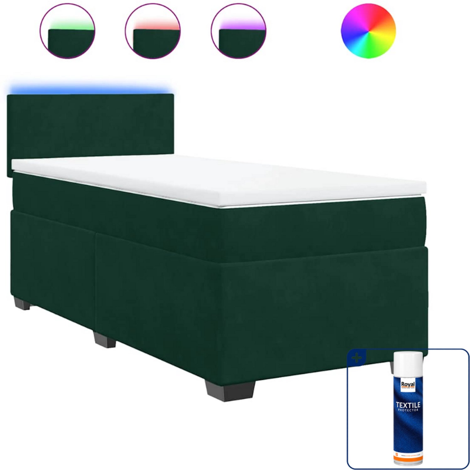vidaXL Boxspring 90 x 200 cm - fluweel - donkergroen - Inclusief textielbeschermer 500 ml