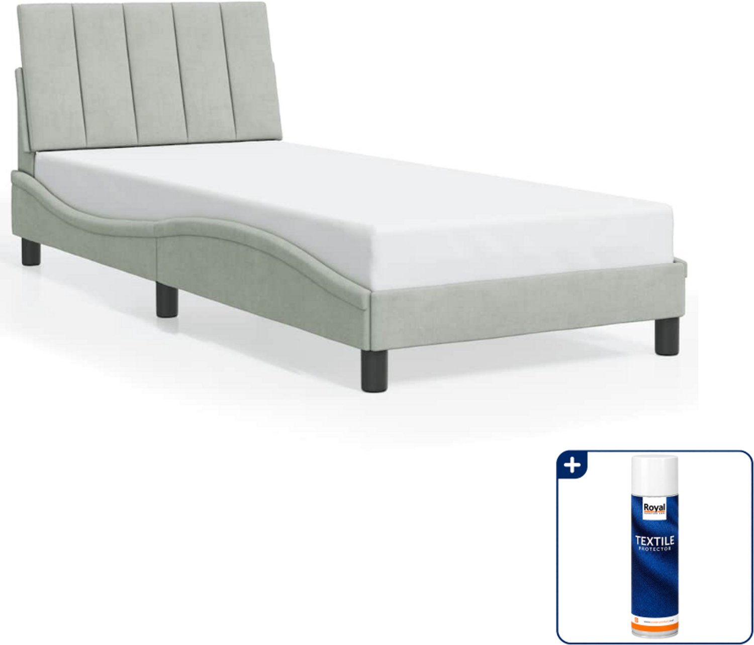 vidaXL bedframe Hanko - 80 x 200 cm - fluweel - lichtgrijs - Inclusief textielbeschermer 500 ml