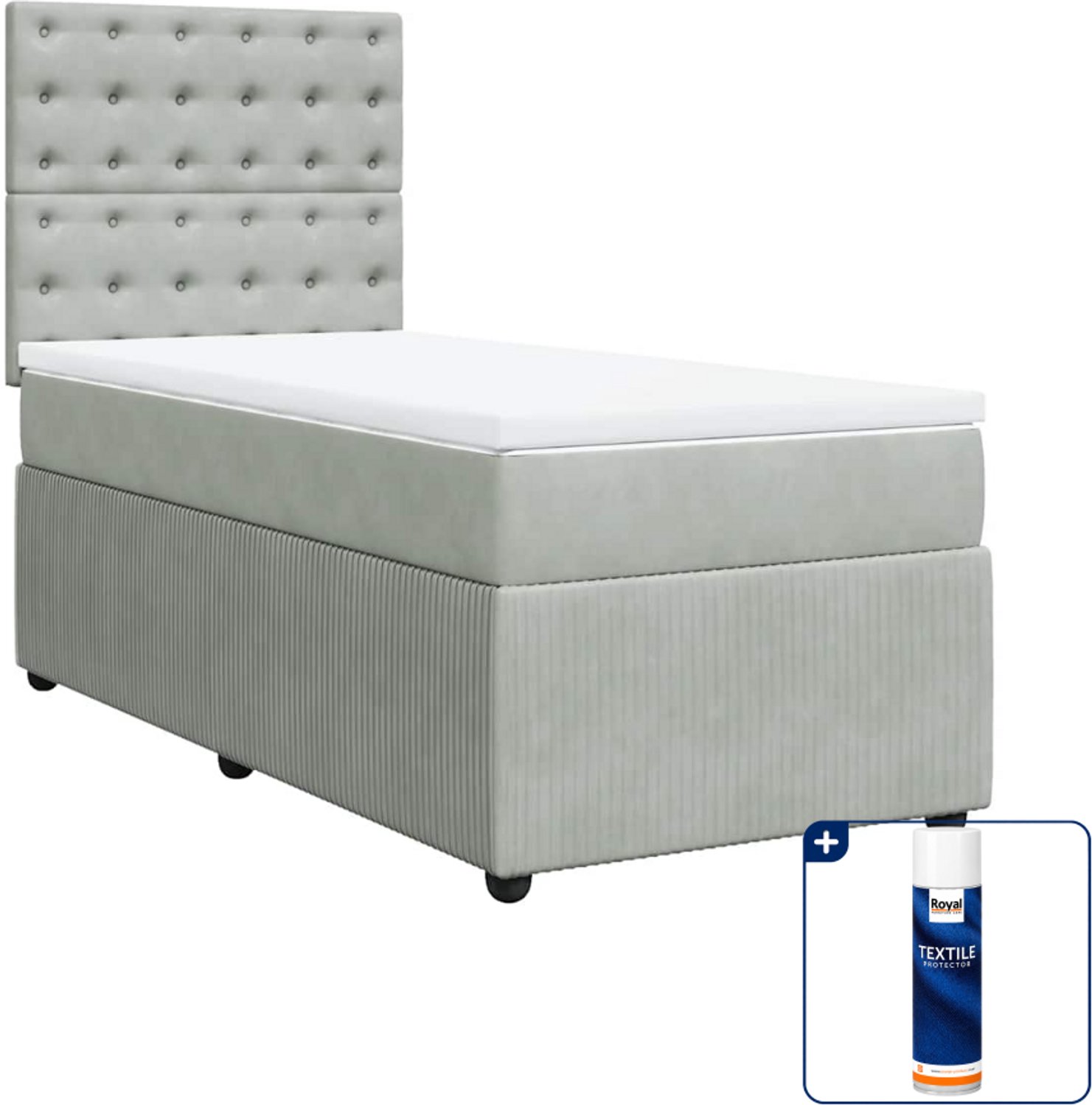 vidaXL boxspring 100 x 200 cm - fluweel - lichtgrijs - Inclusief textielbeschermer 500 ml