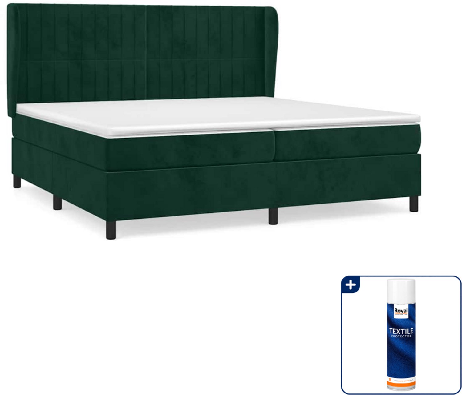 vidaXL boxspring - Super kingsize - 200 x 200 cm - donkergroen - Inclusief textielbeschermer 500 ml