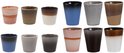 Set van 12 Studio Tavola aardewerken koffiekopjes in diverse geglazuurde kleuren en kleurverlopen.