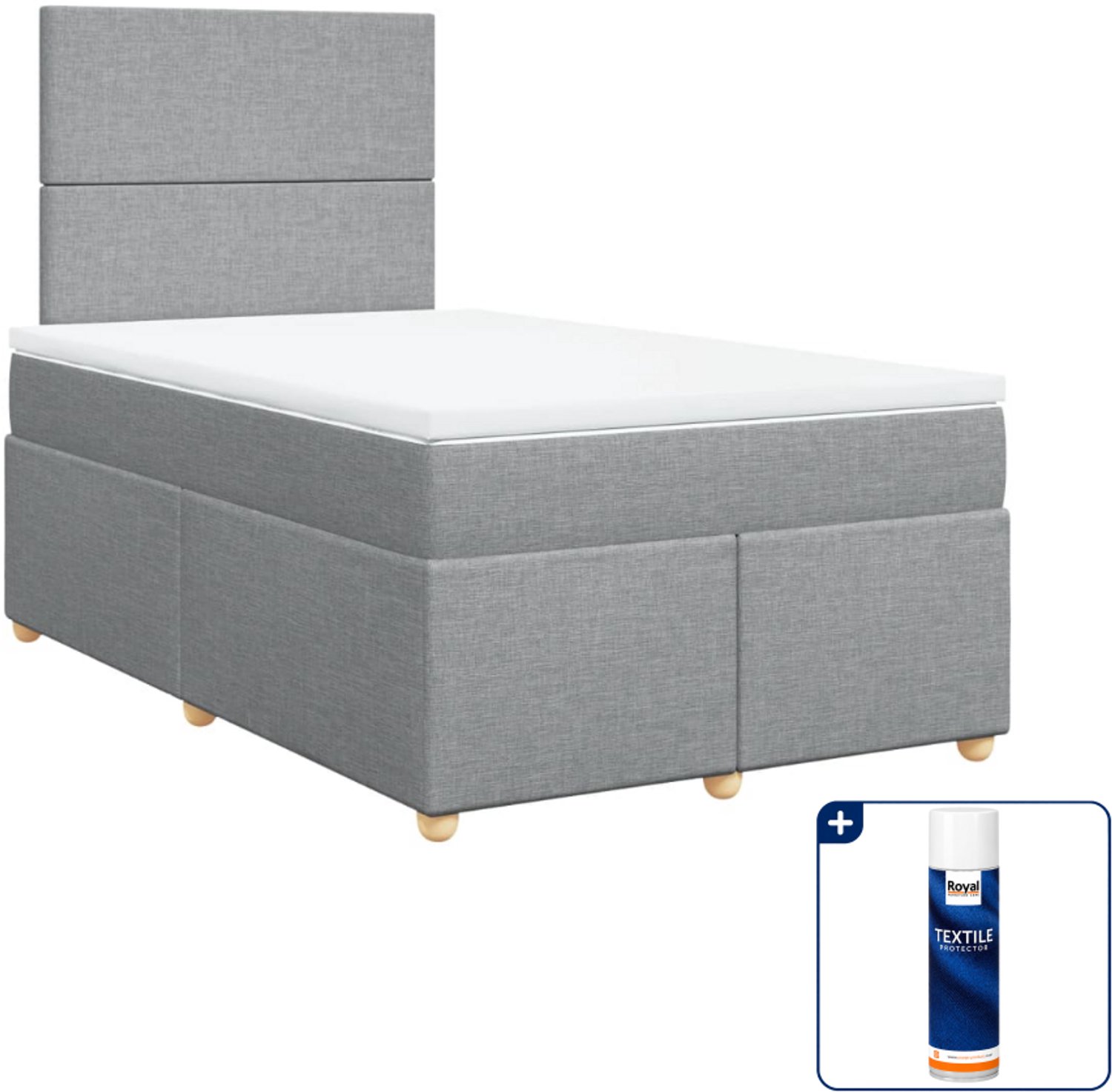 vidaXL boxspring met matras - 120 x 200 cm - lichtgrijs - Inclusief textielbeschermer 500 ml