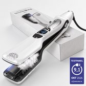 Sansbeauté® Stoomstijltang - Stoom Stijltang - Brede Platen - Professionele Stijltang 4.0 - Hair Straightener - Haartang - Haar stijltang - Lisseur Cheveux - Stoomstijltangs - Wit